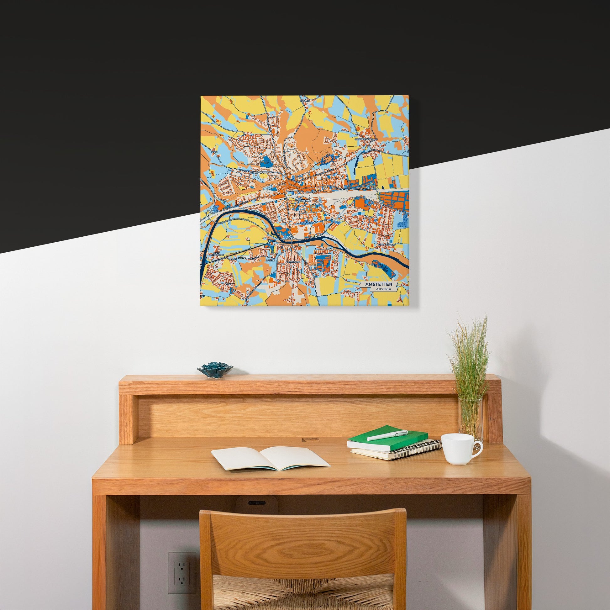 Amstetten Austria Colorful City Map Canvas Print Scene