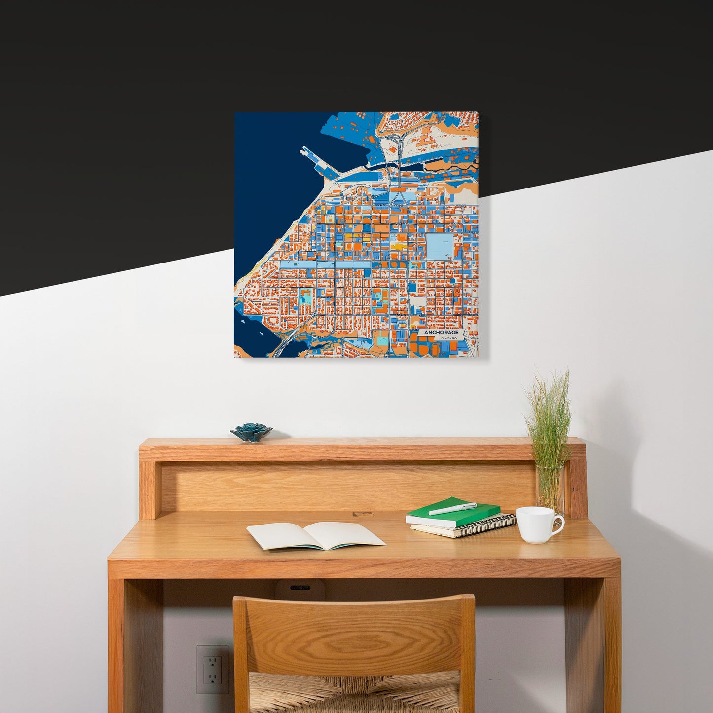 Anchorage Alaska Colorful City Map Canvas Print Scene