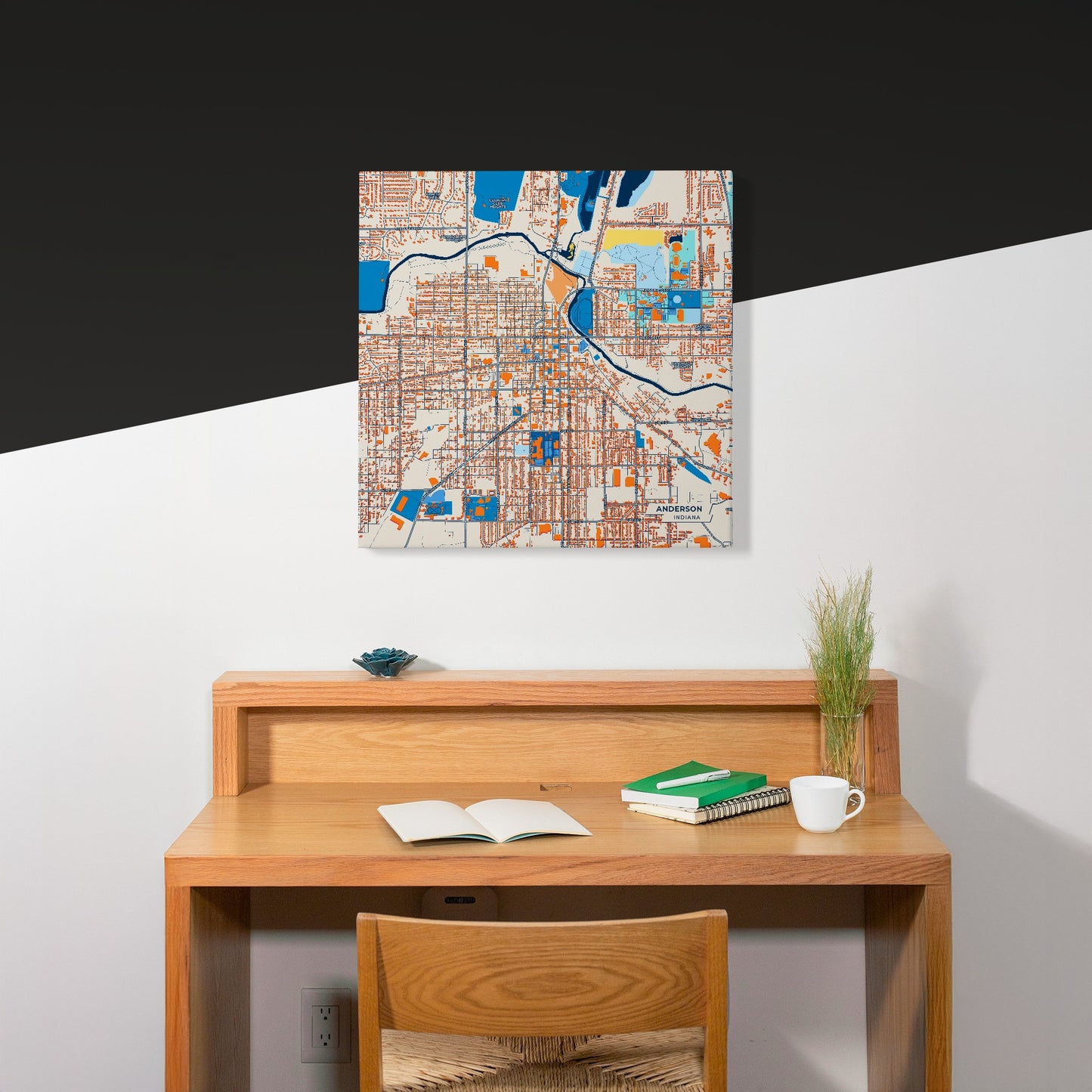 Anderson Indiana Colorful City Map Canvas Print Scene