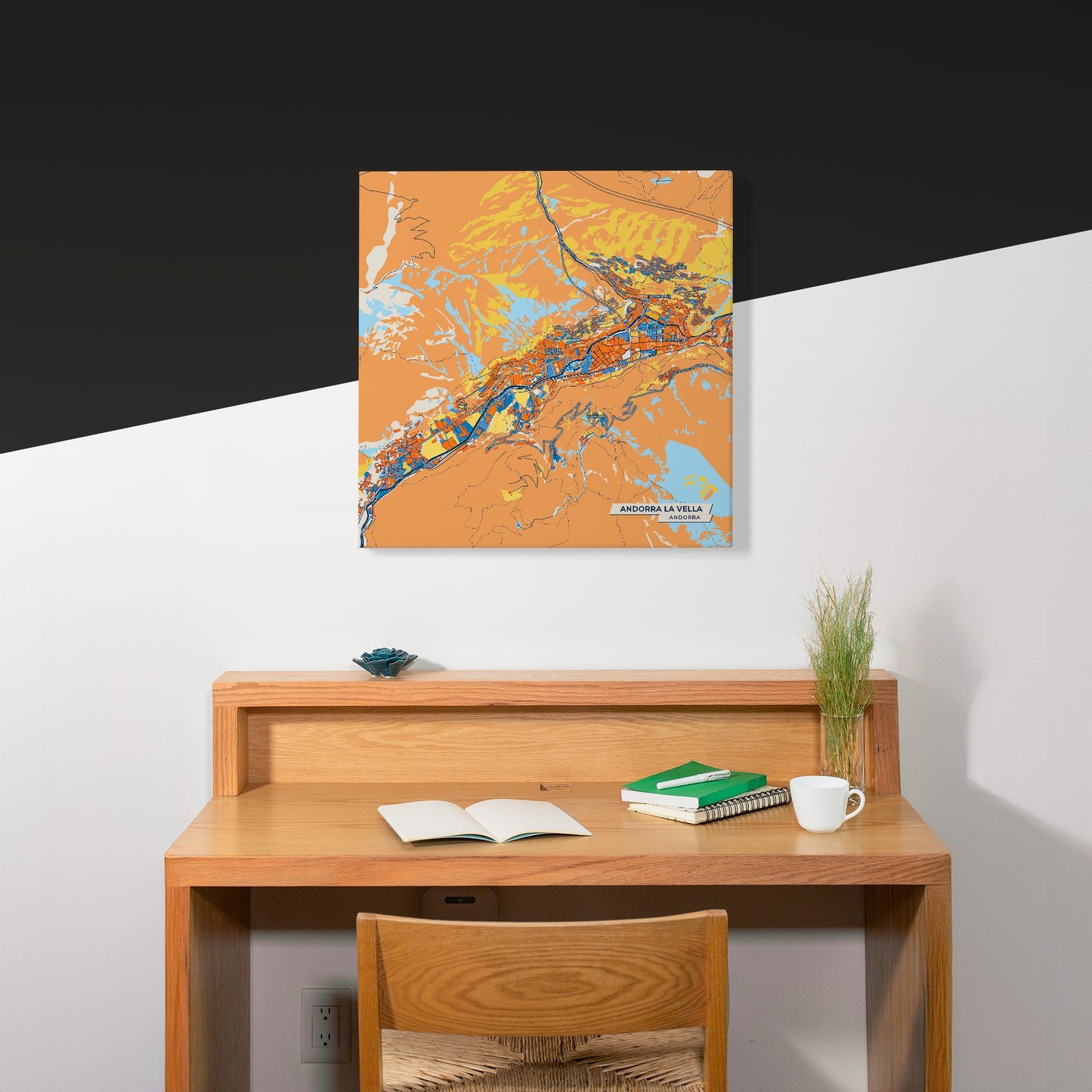 Andorra La Vella Andorra Colorful City Map Canvas Print Scene