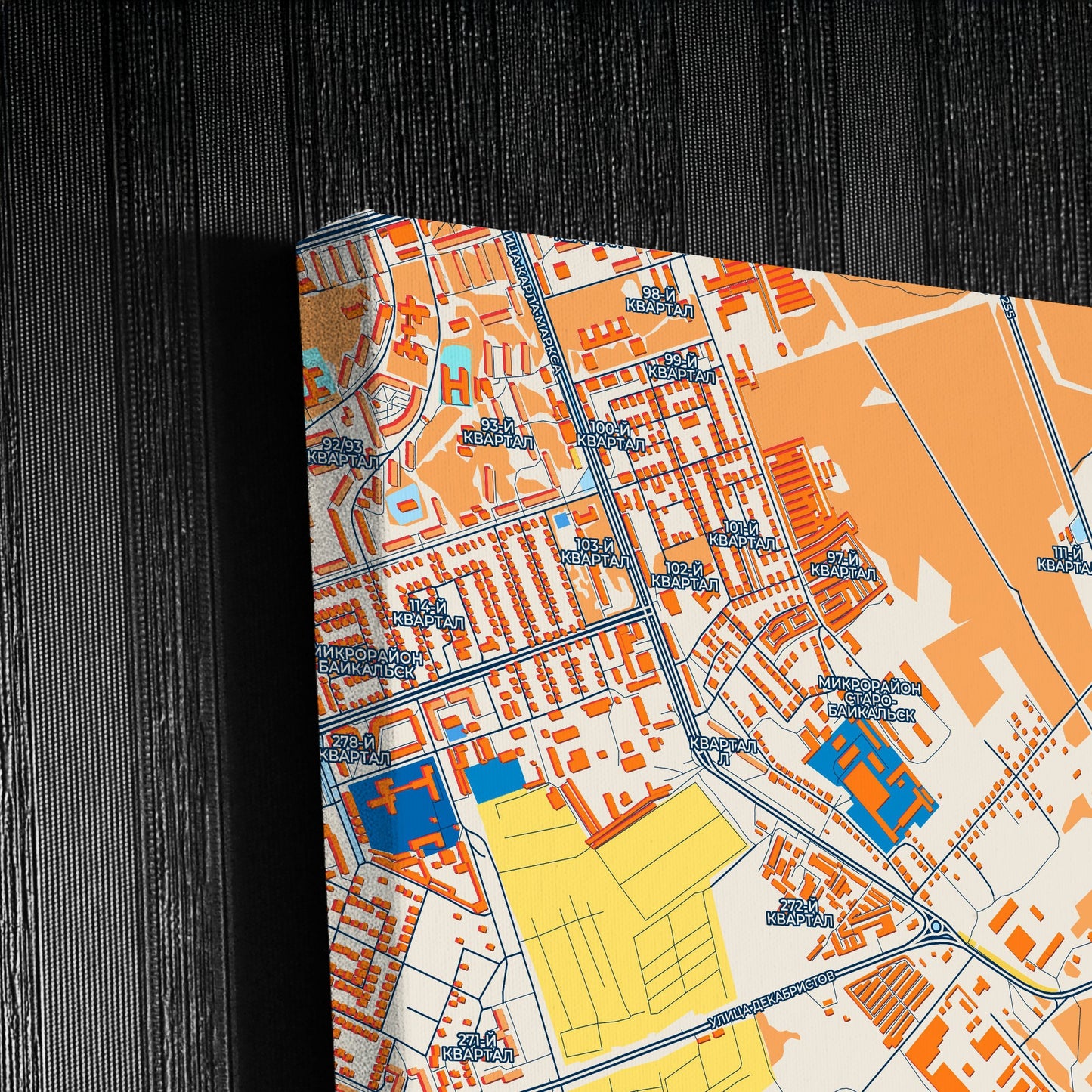 Ангарский Russia Colorful City Map Canvas Print Detail