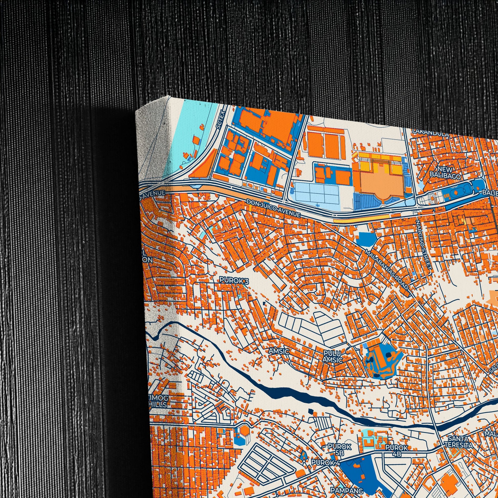 Angeles Philippines Colorful City Map Canvas Print Detail