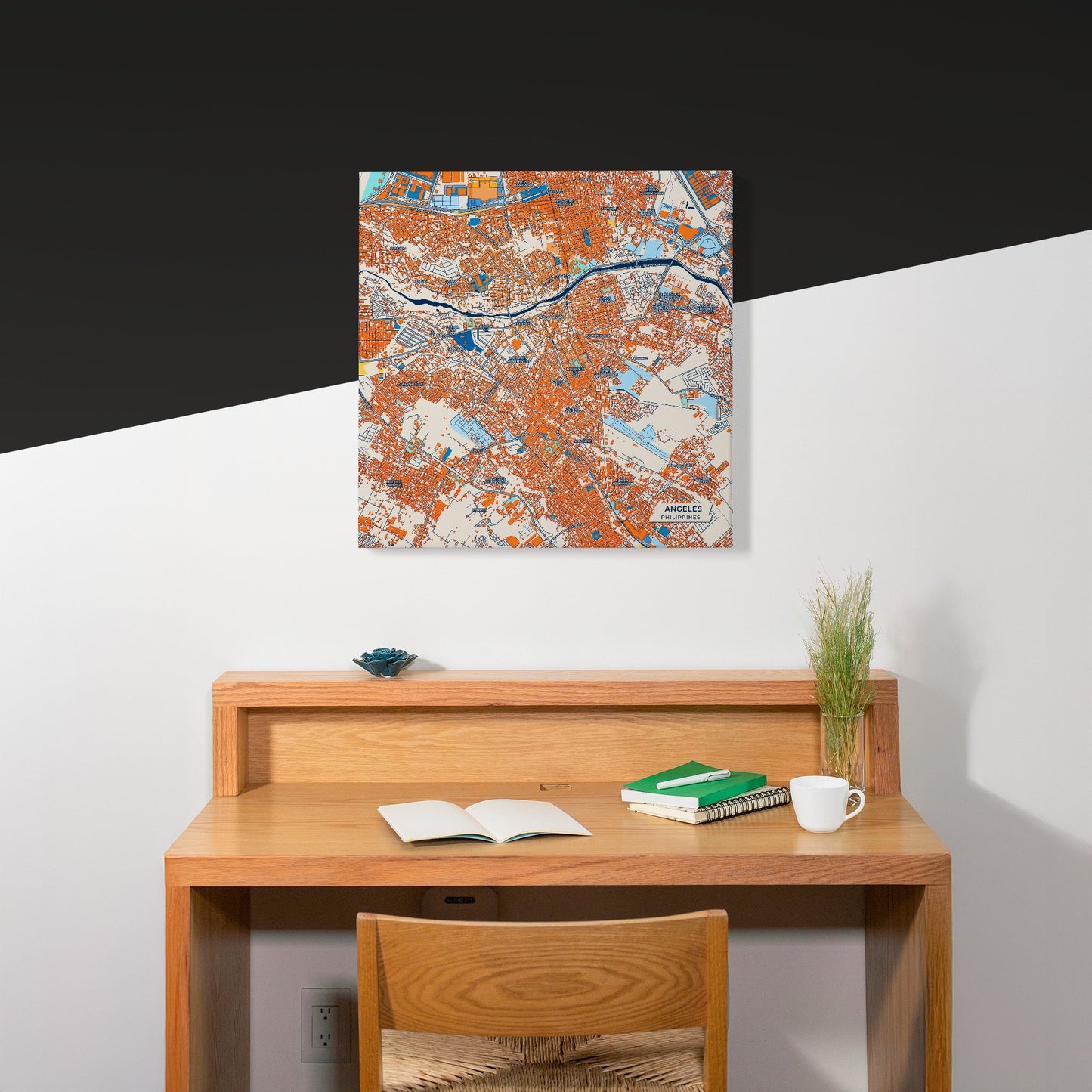 Angeles Philippines Colorful City Map Canvas Print Scene