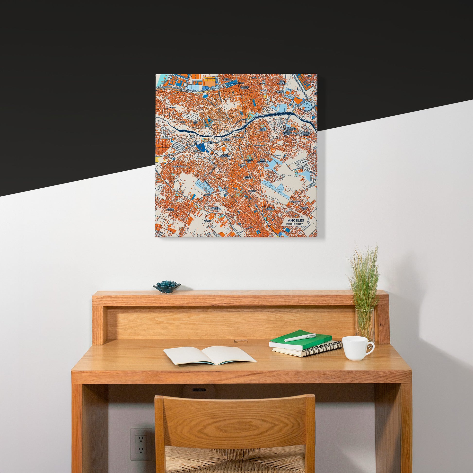 Angeles Philippines Colorful City Map Canvas Print Scene