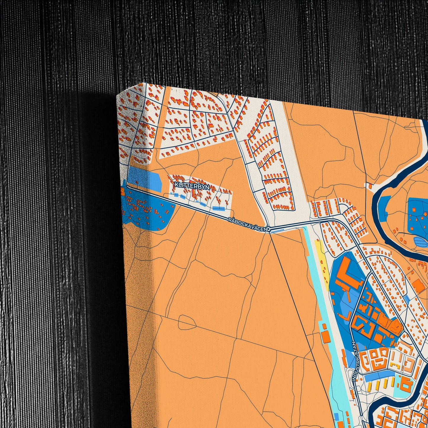 Ängelholm Sweden Colorful City Map Canvas Print Detail
