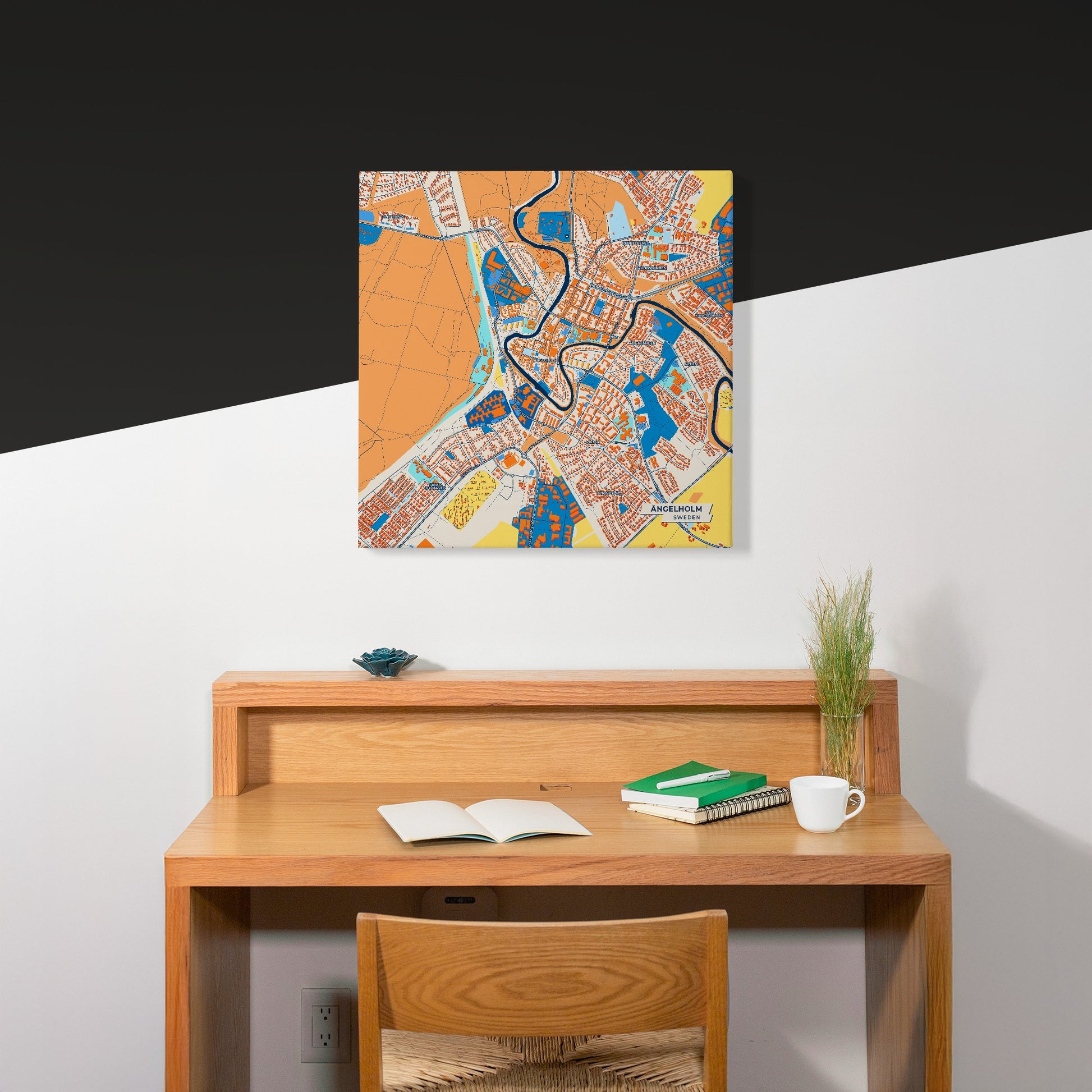 Ängelholm Sweden Colorful City Map Canvas Print Scene