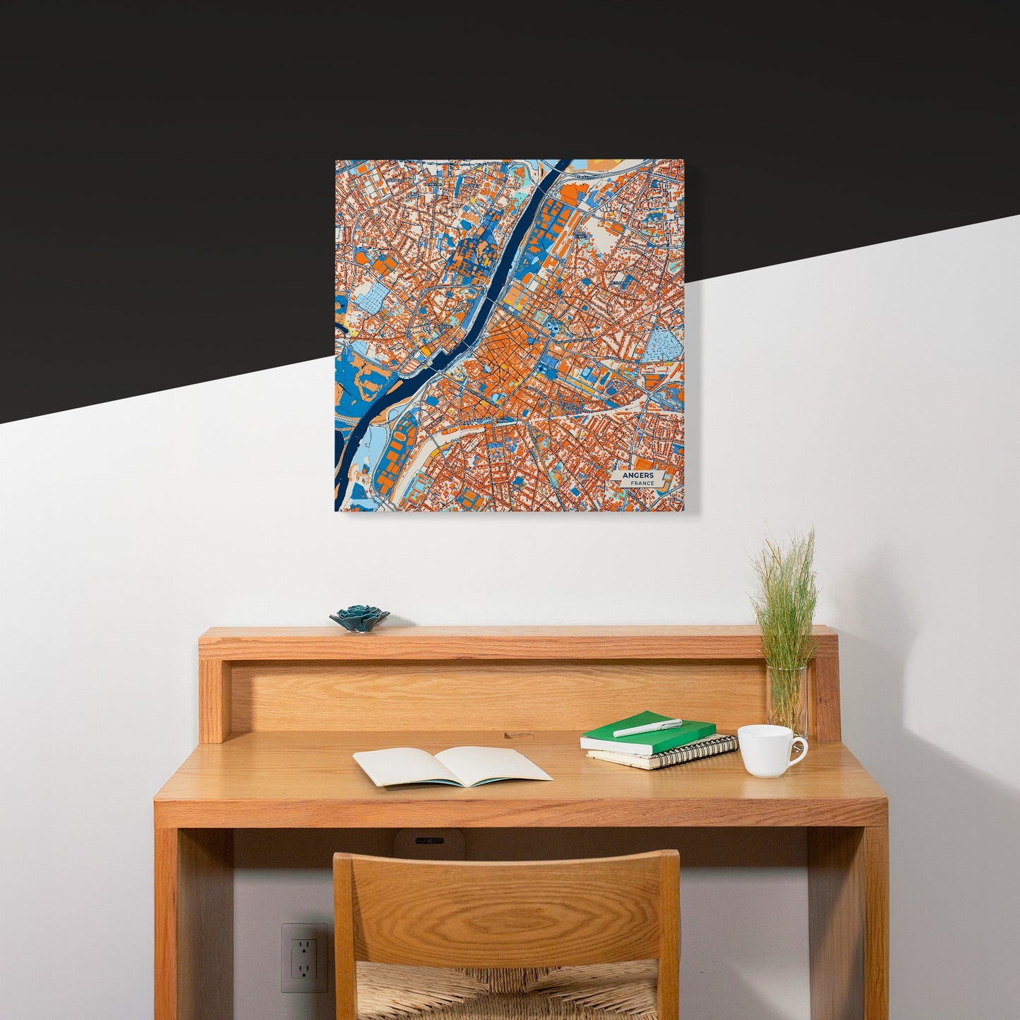 Angers France Colorful City Map Canvas Print Scene