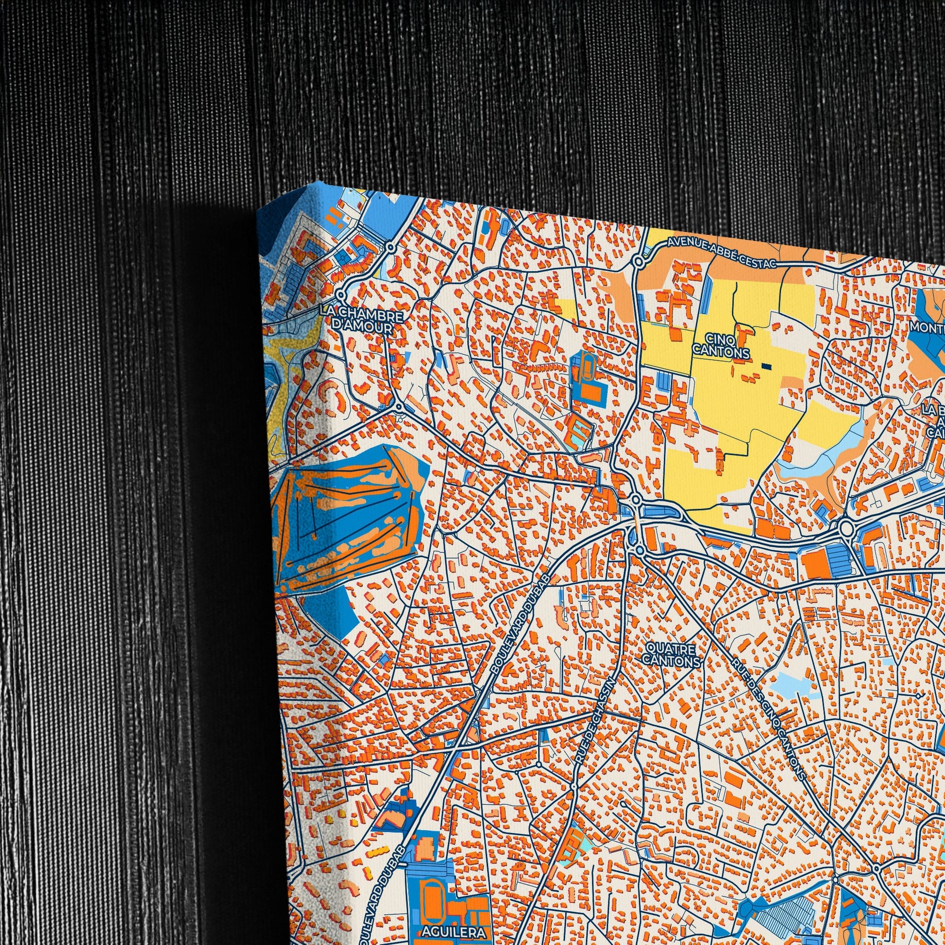 Anglet France Colorful City Map Canvas Print Detail