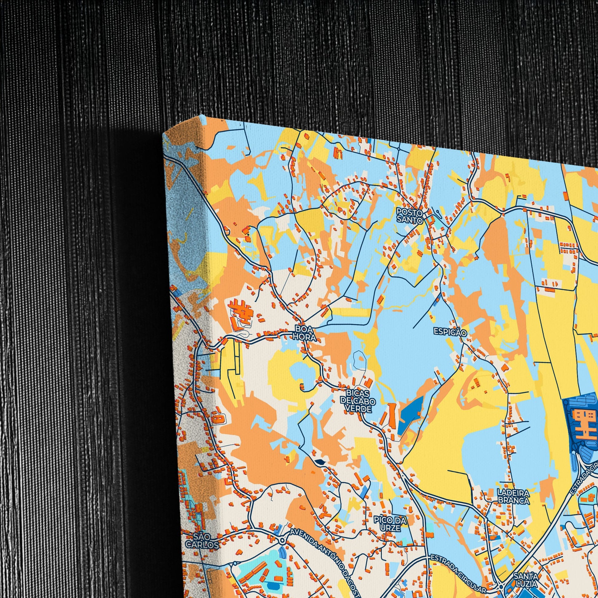 Angra Do Heroísmo Portugal Colorful City Map Canvas Print Detail