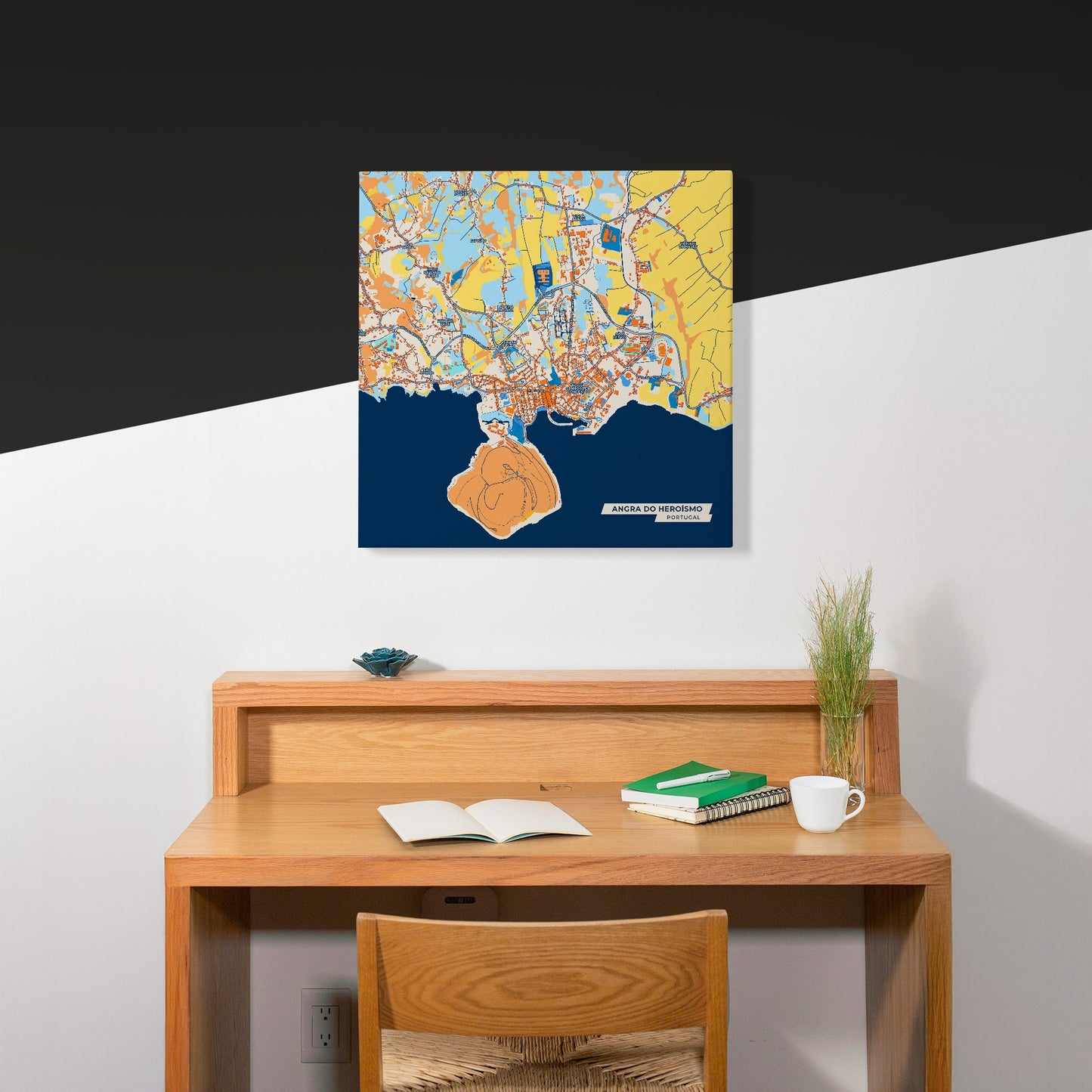 Angra Do Heroísmo Portugal Colorful City Map Canvas Print Scene