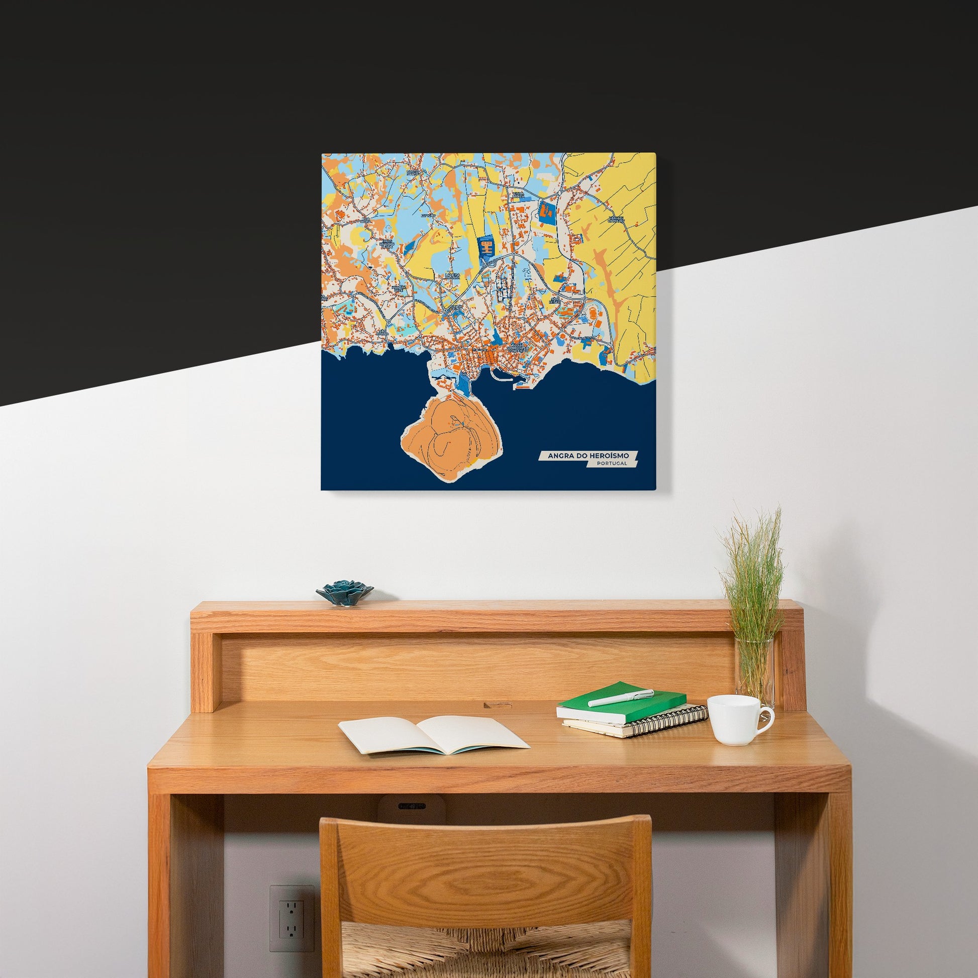 Angra Do Heroísmo Portugal Colorful City Map Canvas Print Scene