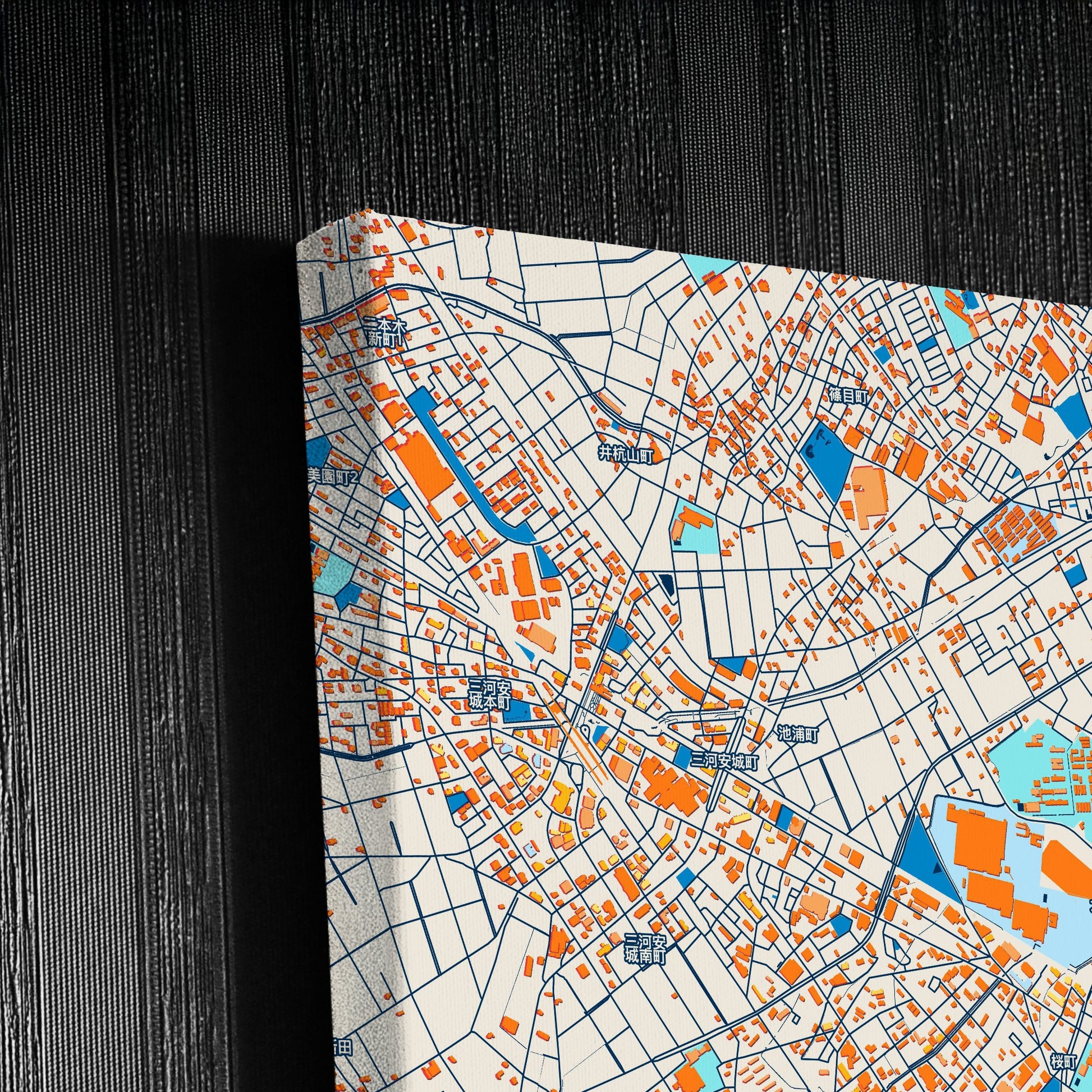 Anjō Japan Colorful City Map Canvas Print Detail