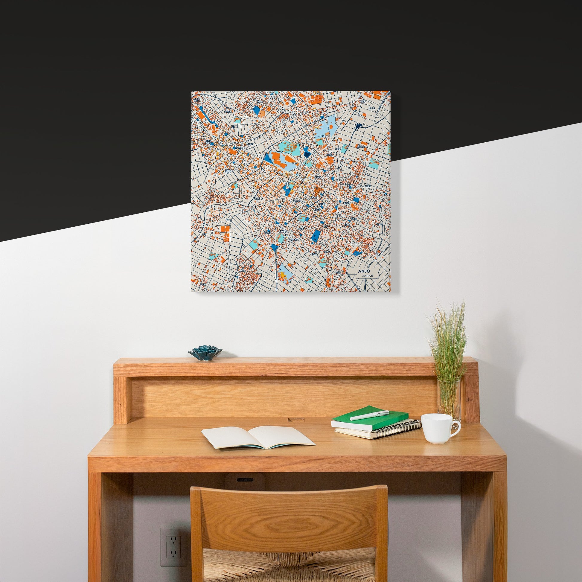 Anjō Japan Colorful City Map Canvas Print Scene