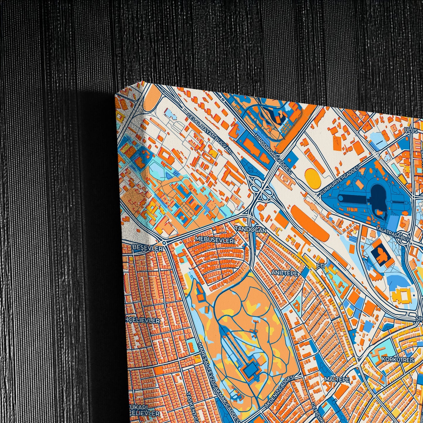 Ankara Turkey Colorful City Map Canvas Print Detail