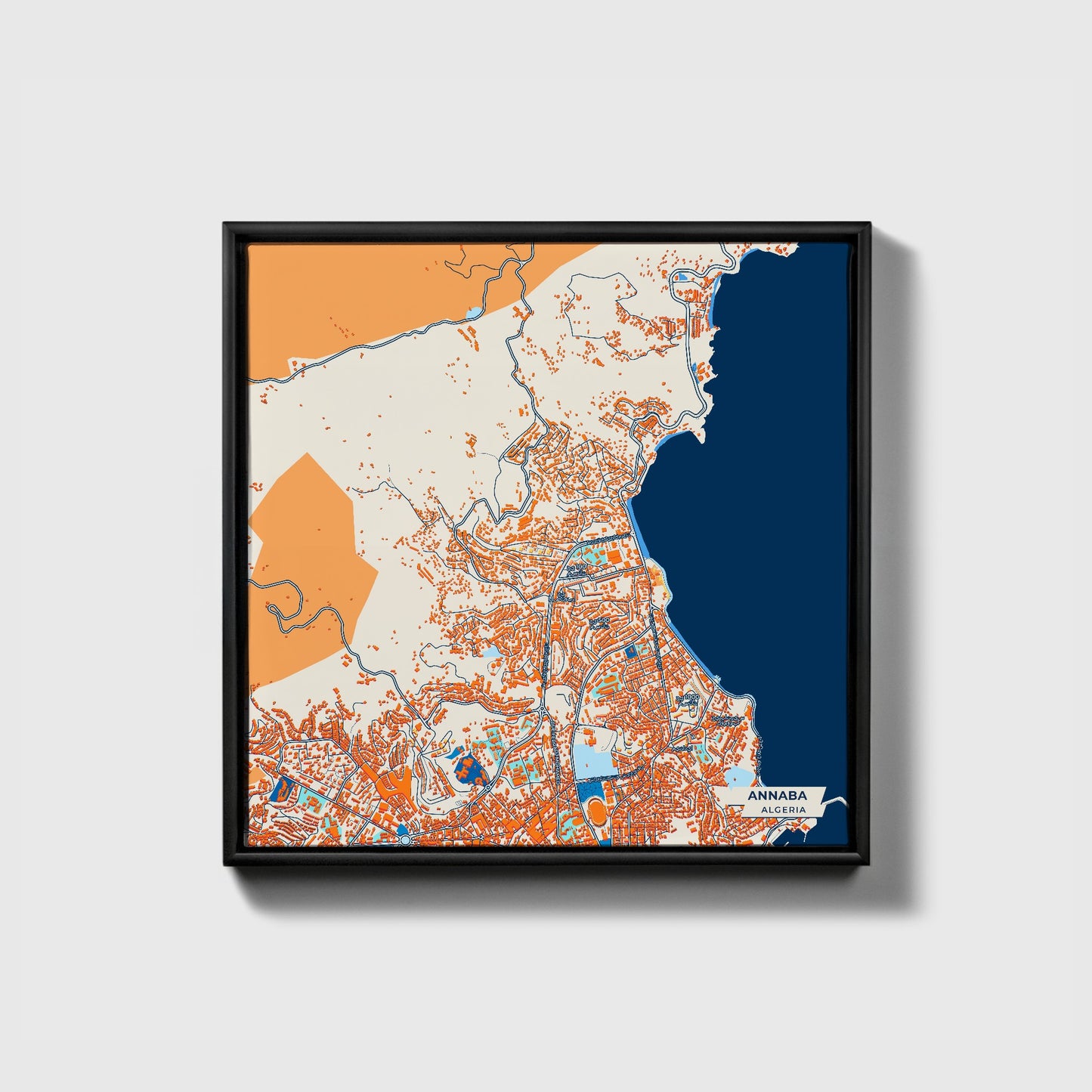 Annaba Algeria Colorful City Map Canvas Print • Black Framed