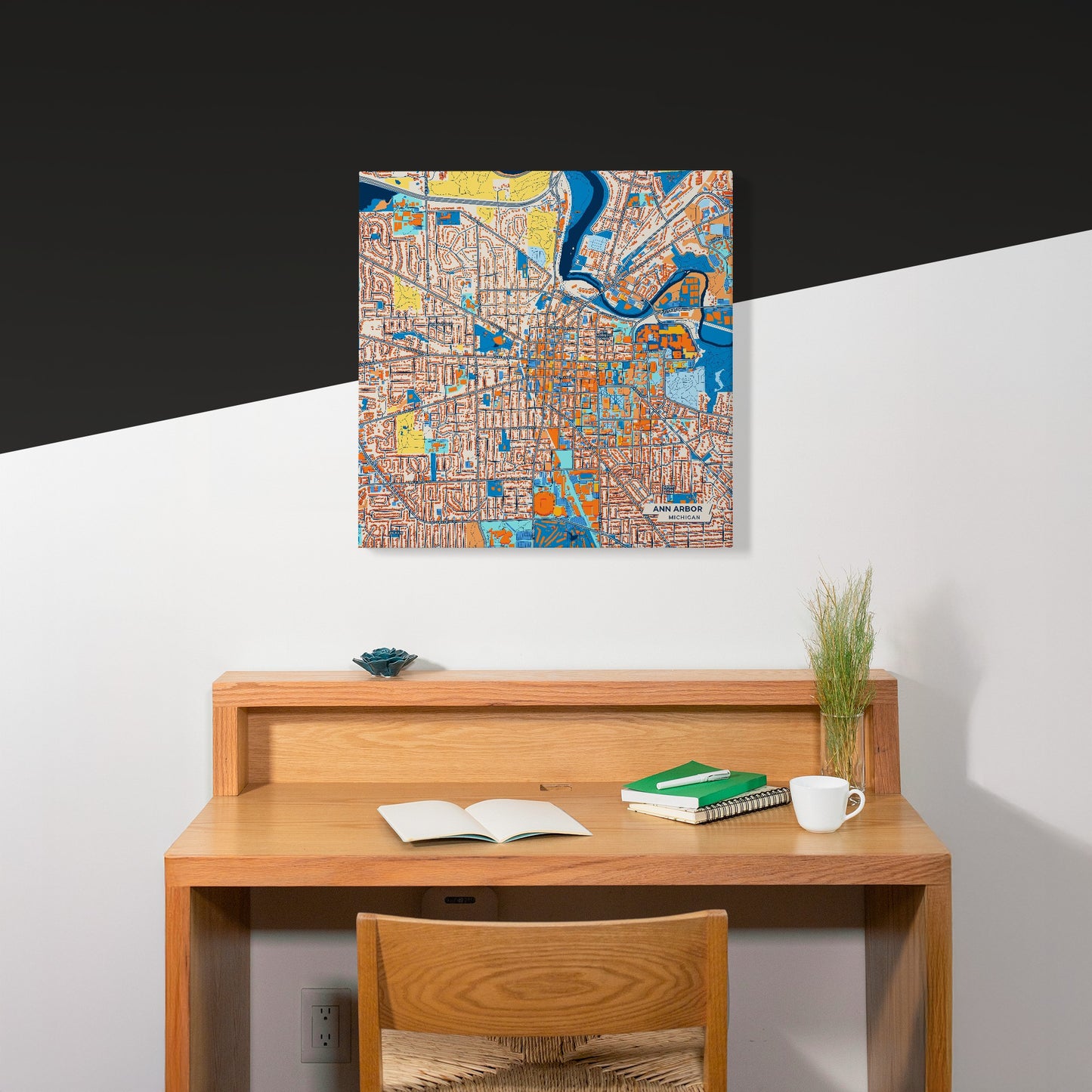 Ann Arbor Michigan Colorful City Map Canvas Print Scene