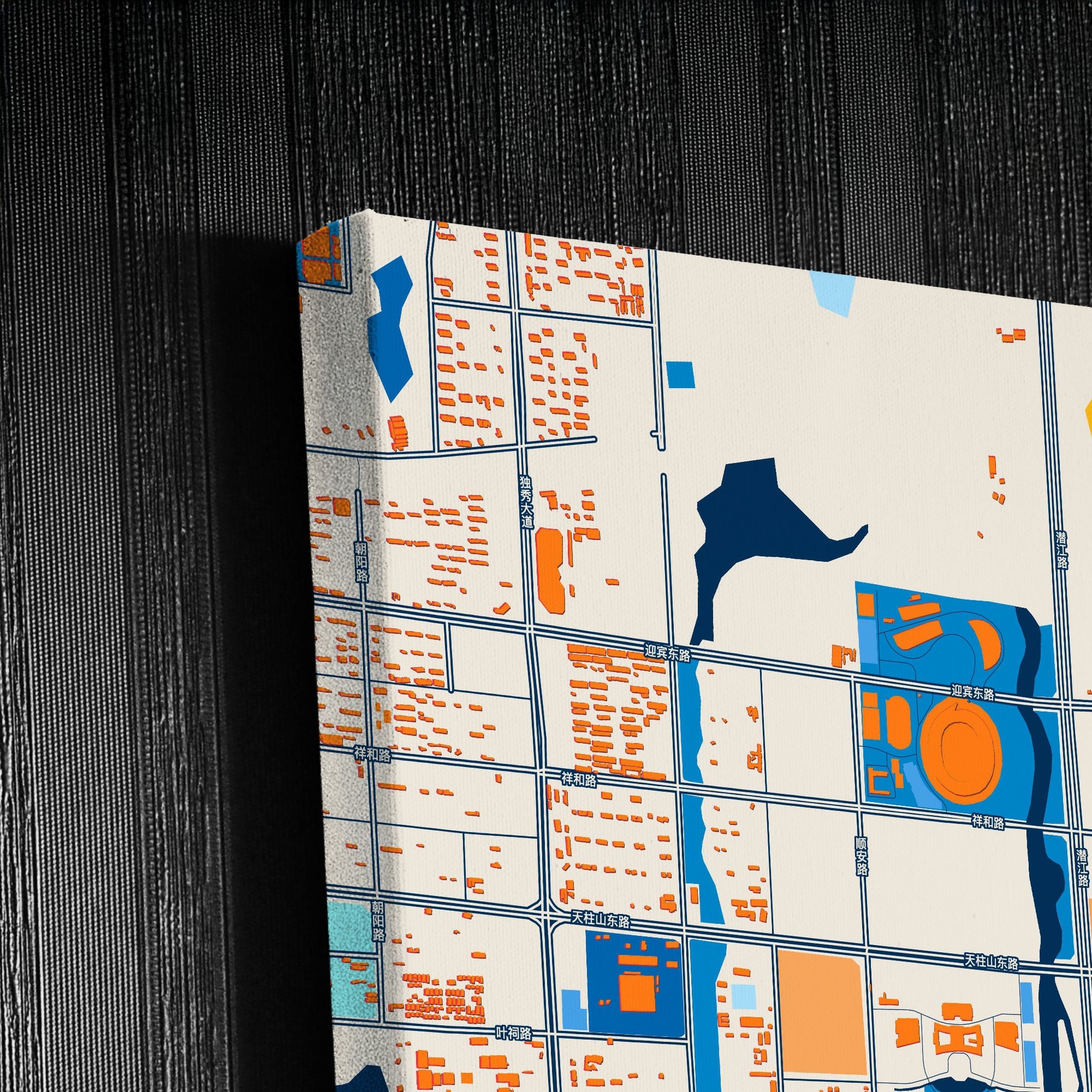 Anqing China Colorful City Map Canvas Print Detail