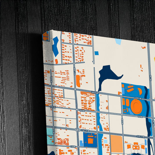 Anqing China Colorful City Map Canvas Print Detail