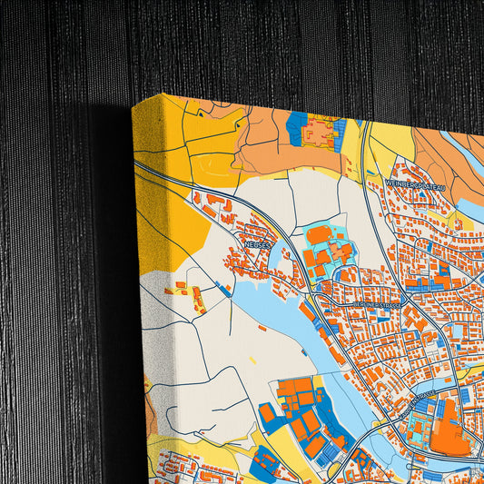 Ansbach Germany Colorful City Map Canvas Print Detail