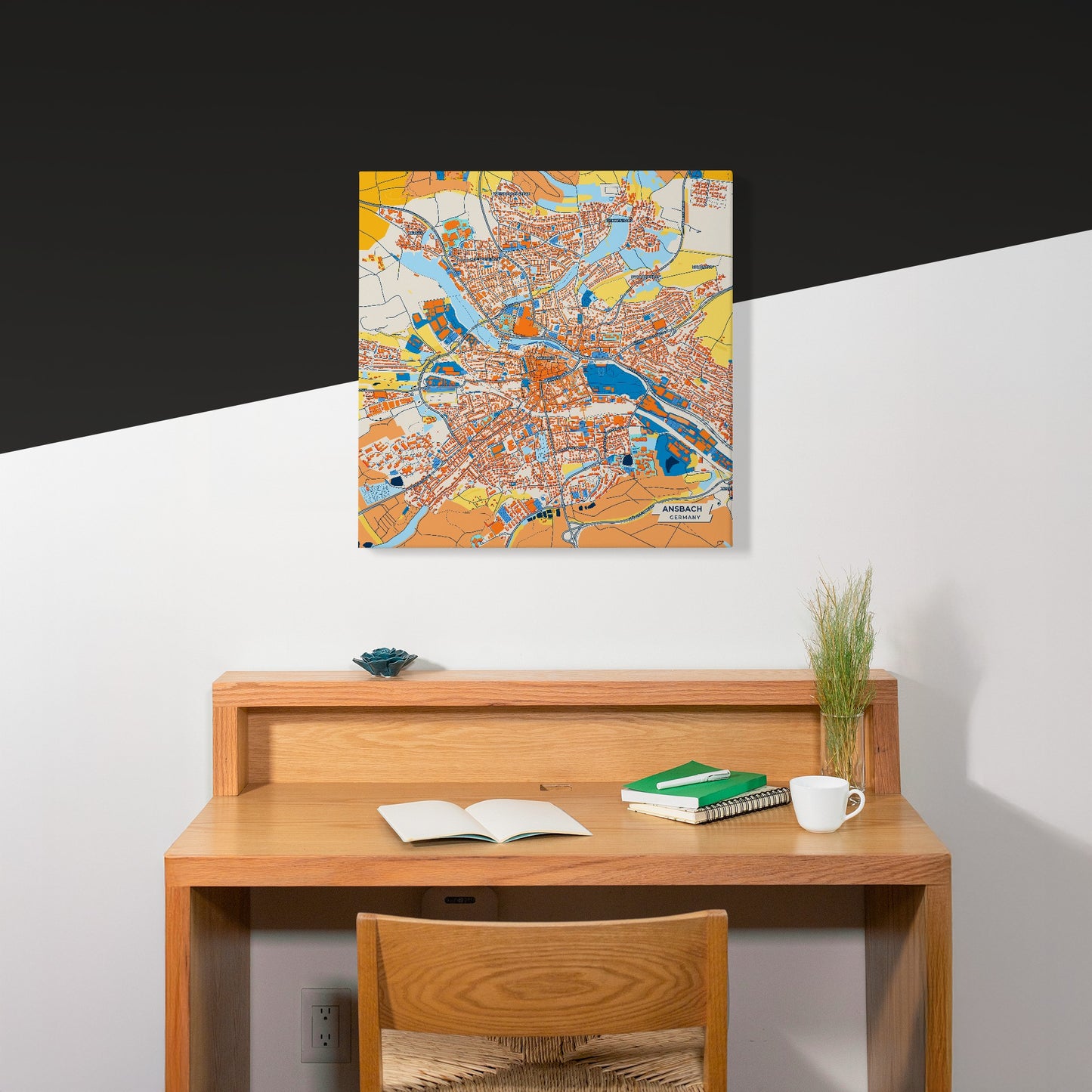 Ansbach Germany Colorful City Map Canvas Print Scene