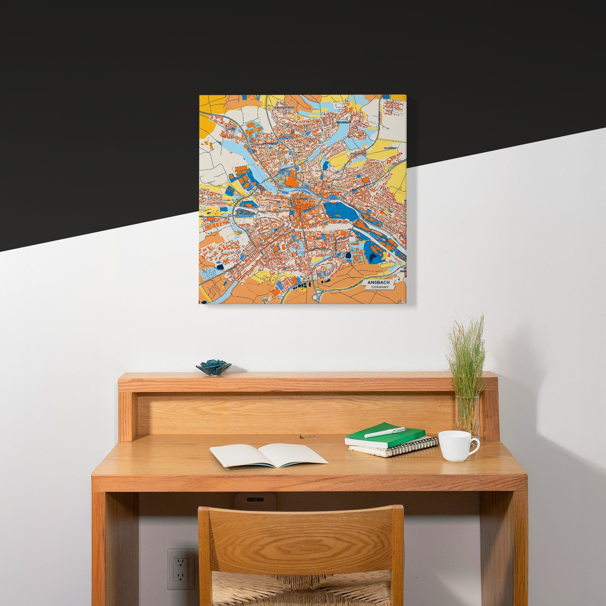 Ansbach Germany Colorful City Map Canvas Print Scene