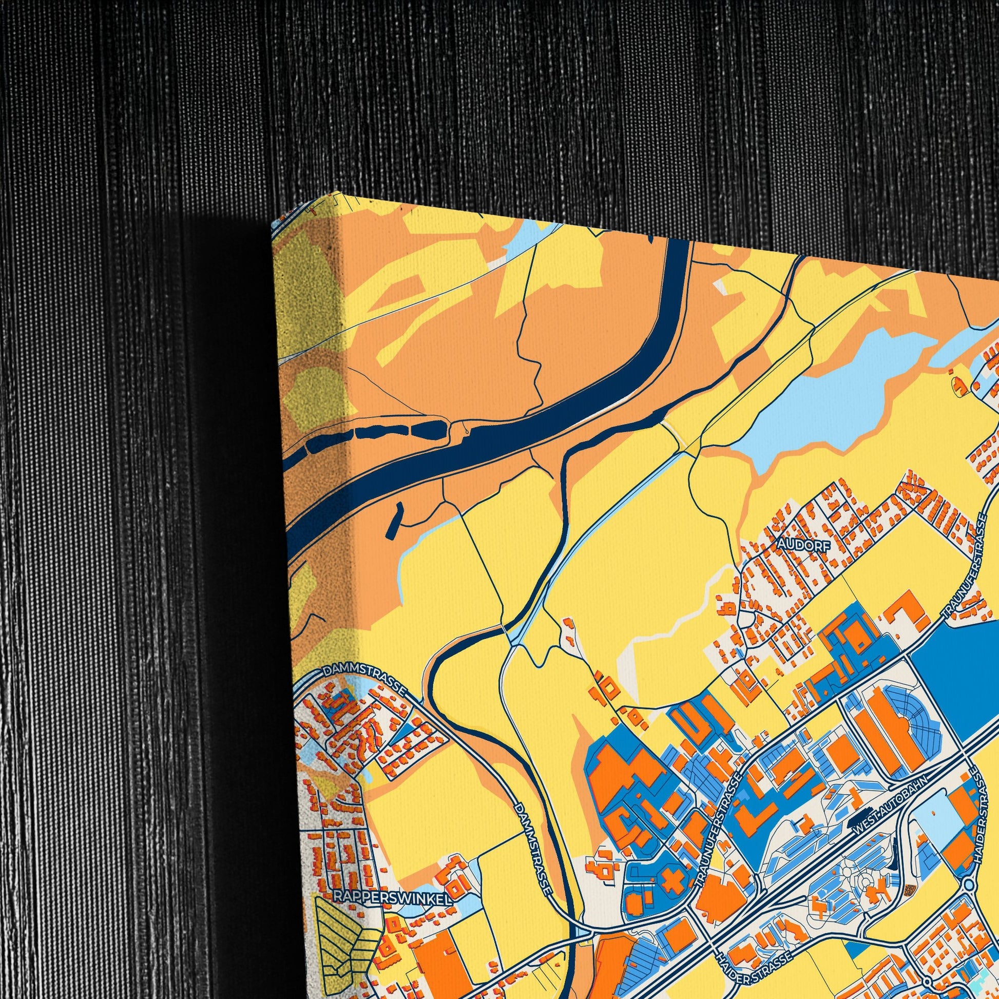 Ansfelden Austria Colorful City Map Canvas Print Detail
