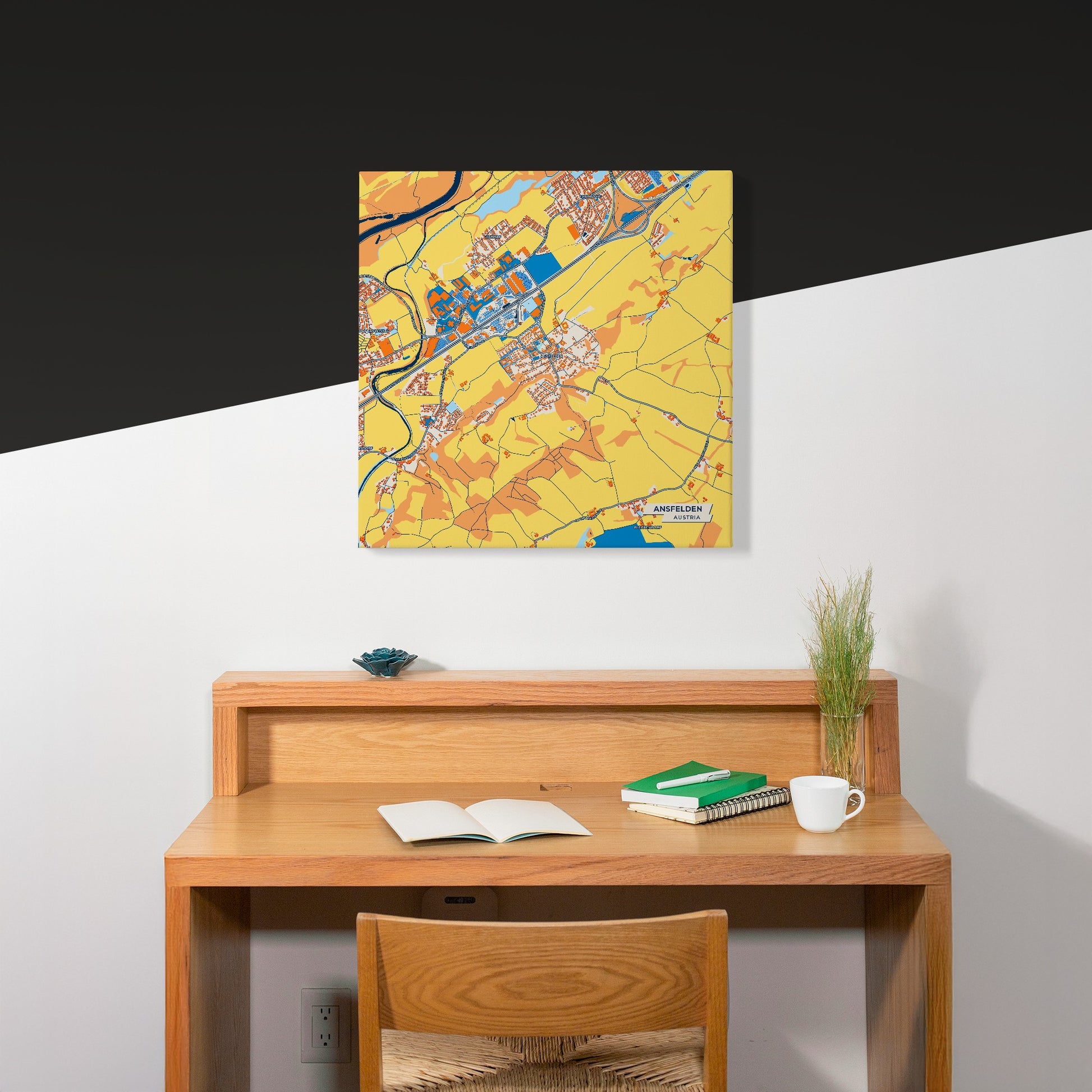 Ansfelden Austria Colorful City Map Canvas Print Scene