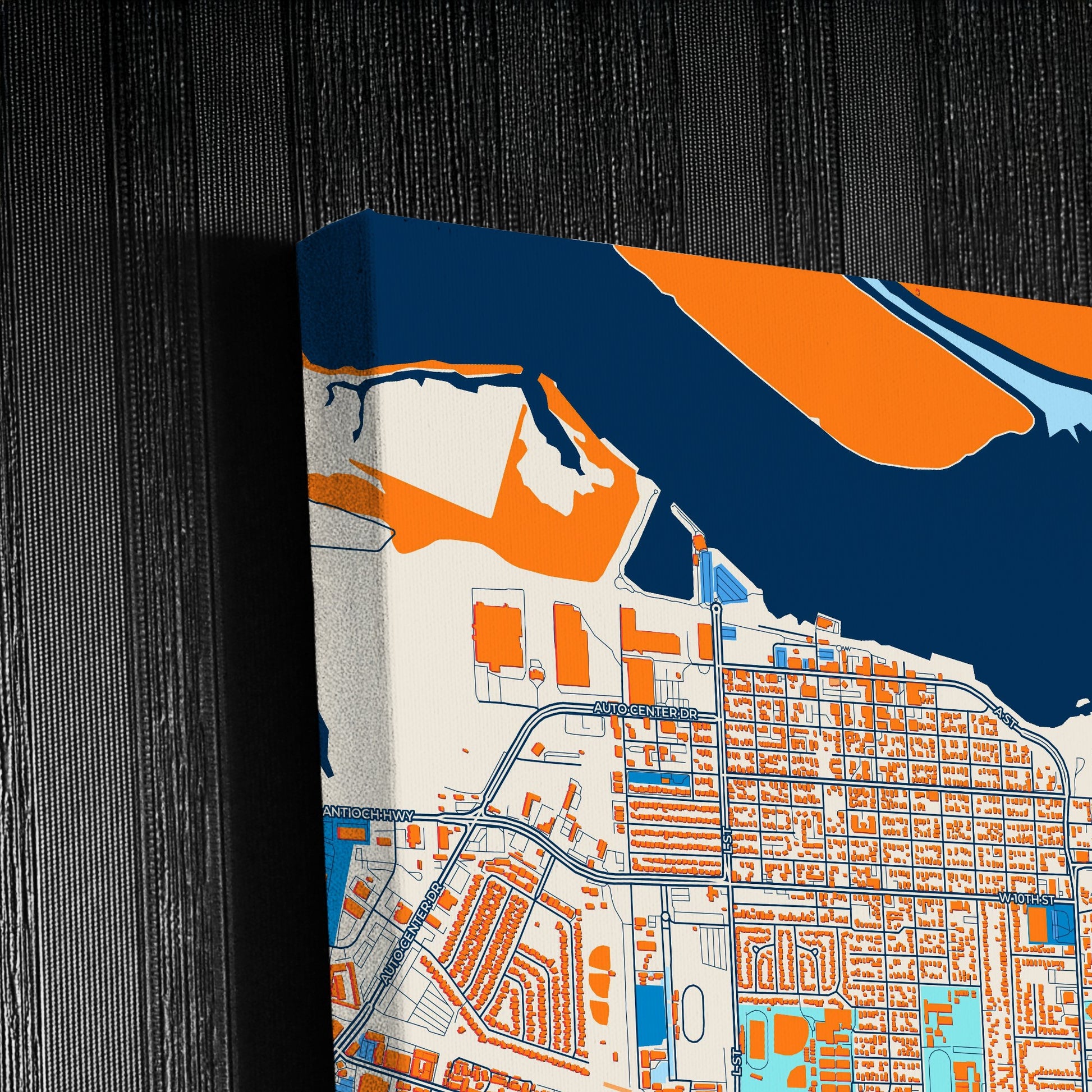 Antioch California Colorful City Map Canvas Print Detail