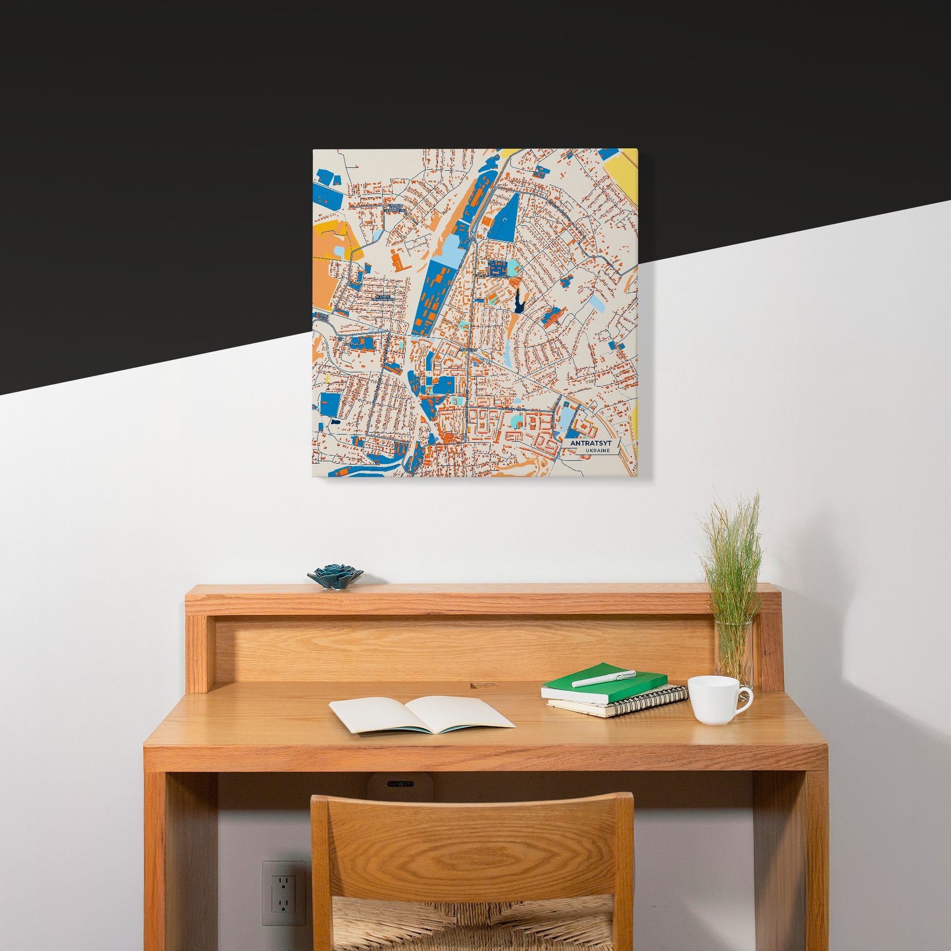 Антрацит Ukraine Colorful City Map Canvas Print Scene