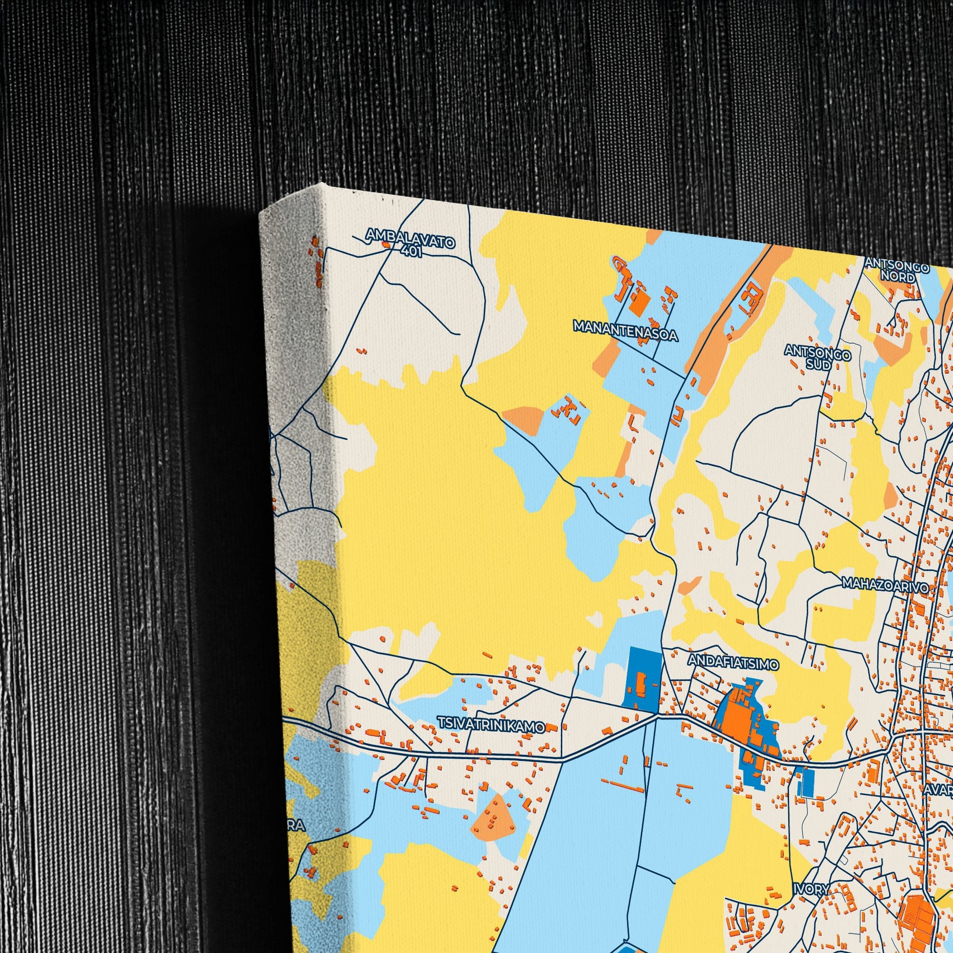 Antsirabe Madagascar Colorful City Map Canvas Print Detail