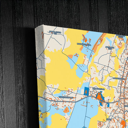 Antsirabe Madagascar Colorful City Map Canvas Print Detail