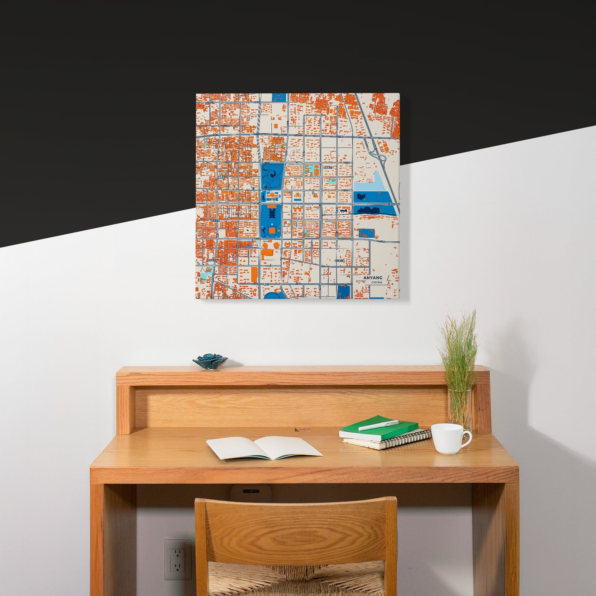 Anyang China Colorful City Map Canvas Print Scene
