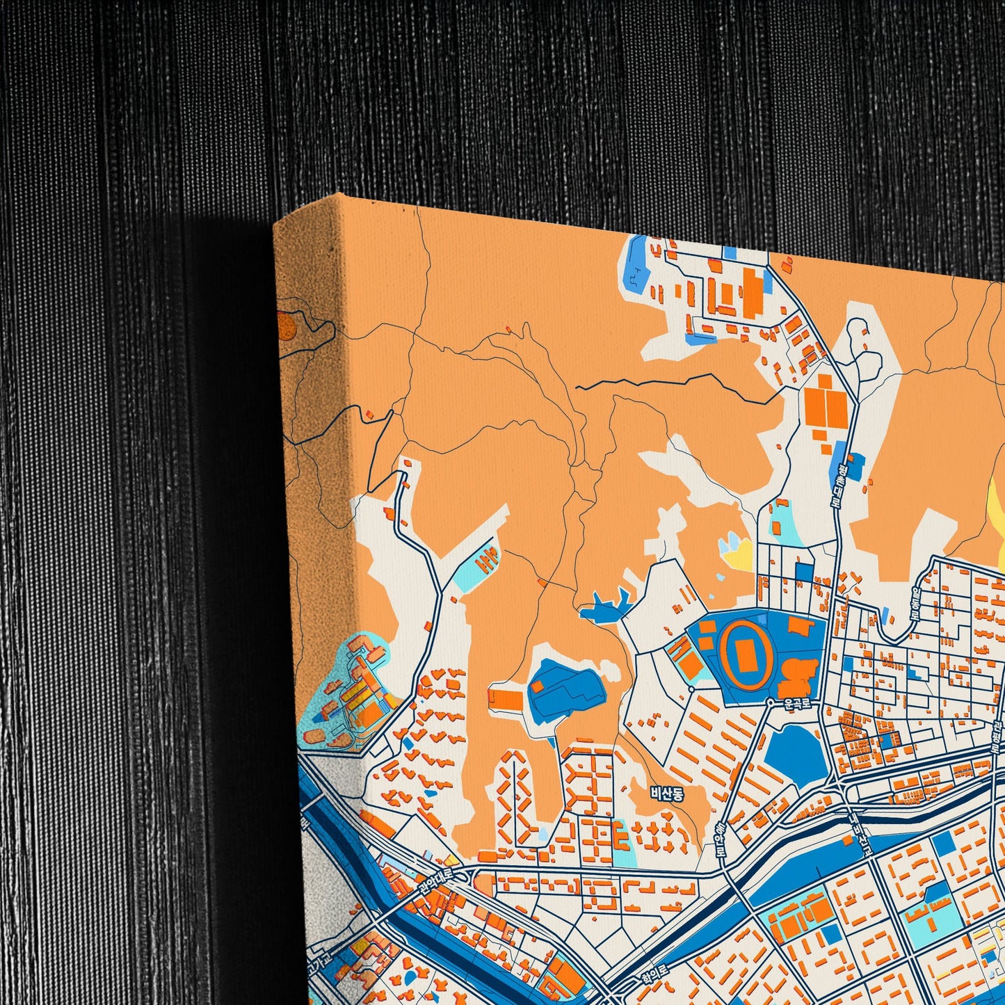 Anyang South Korea Colorful City Map Canvas Print Detail