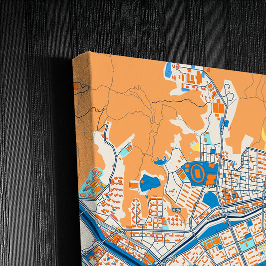 Anyang South Korea Colorful City Map Canvas Print Detail