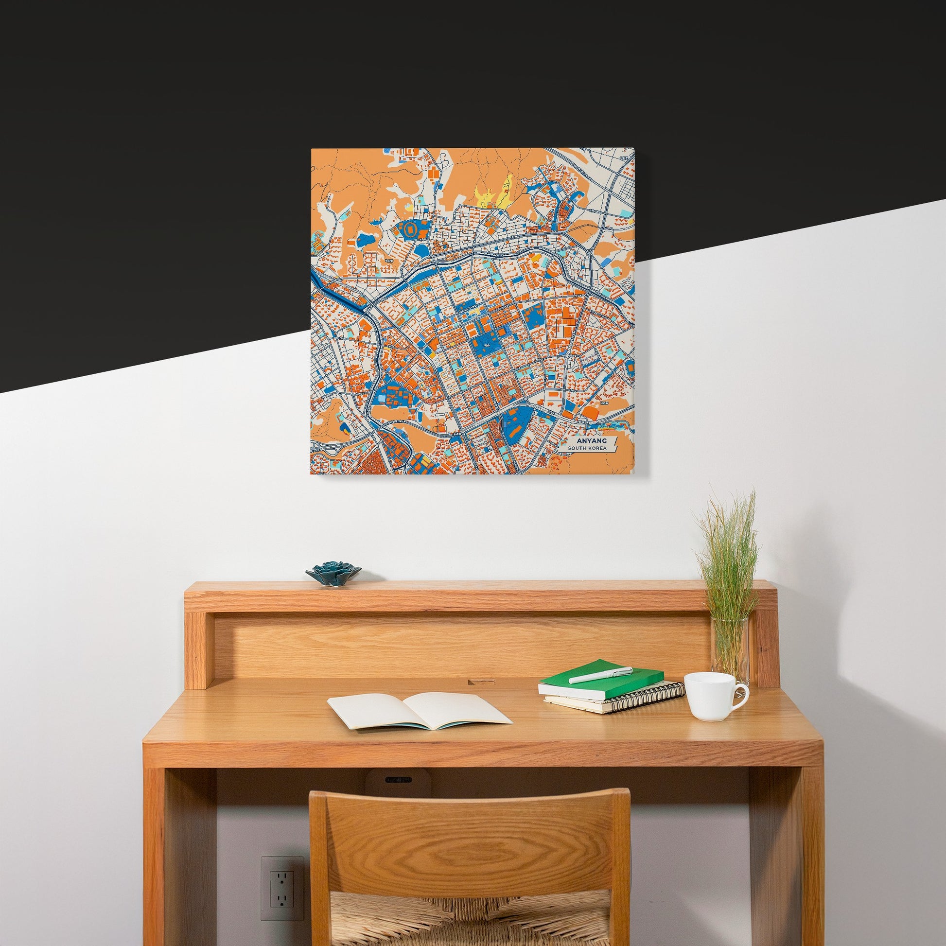 Anyang South Korea Colorful City Map Canvas Print Scene