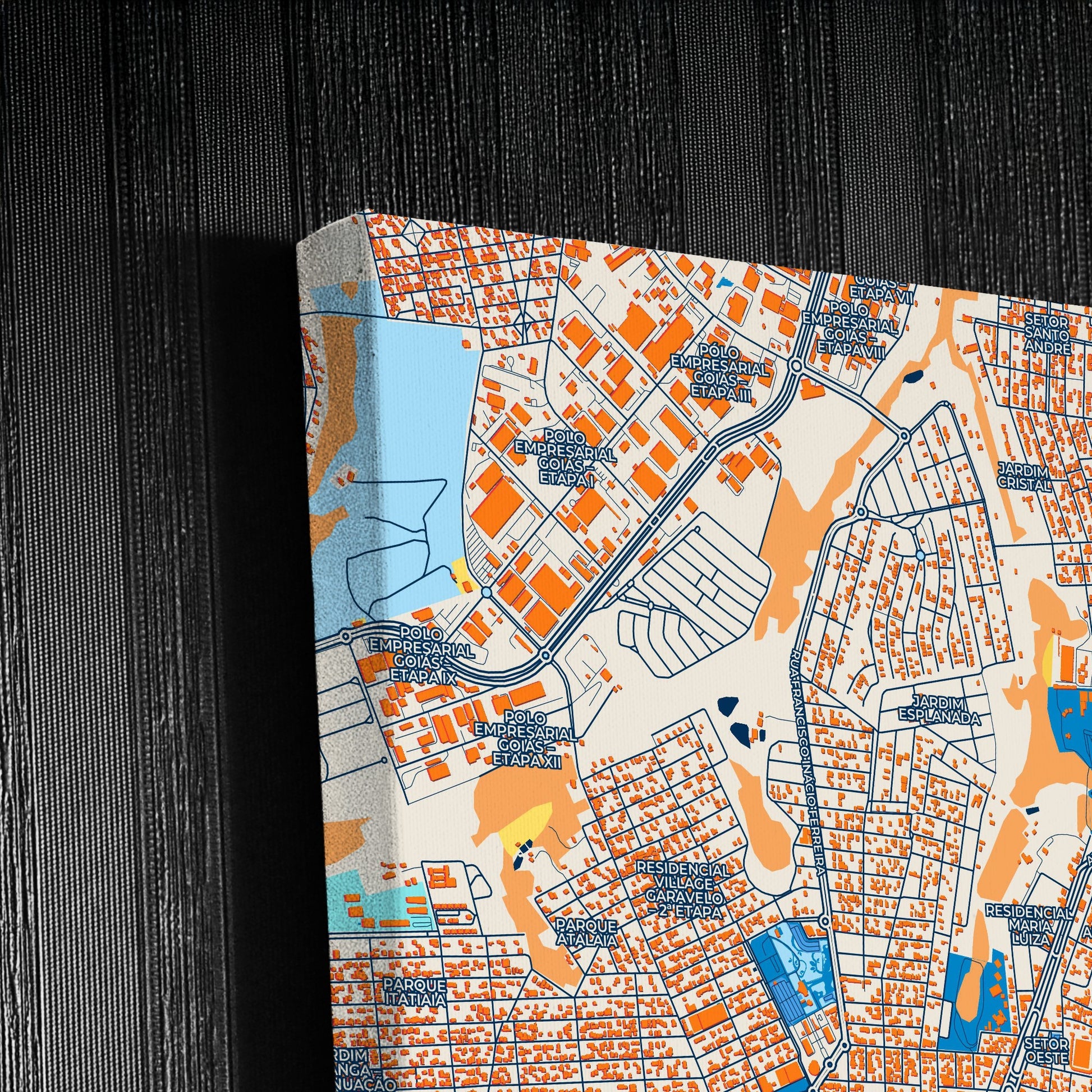 Aparecida De Goiania Brazil Colorful City Map Canvas Print Detail