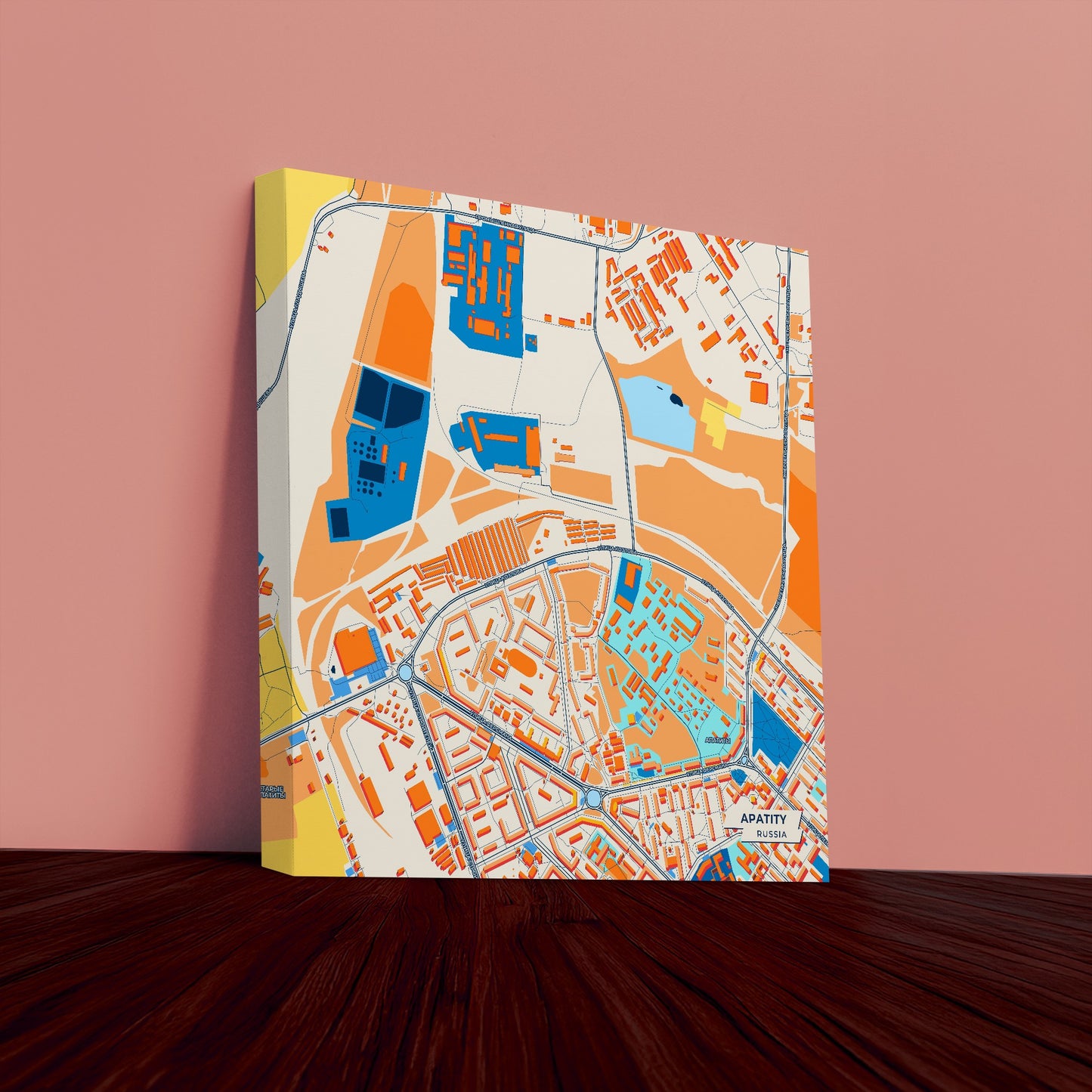 Апатиты Russia Colorful City Map Canvas Print