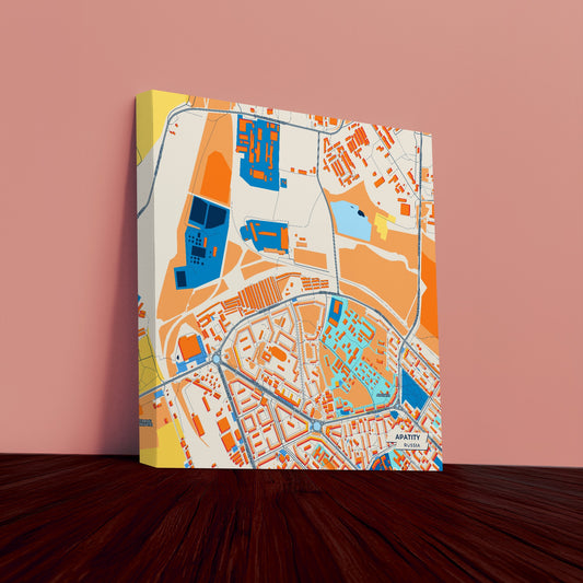 Апатиты Russia Colorful City Map Canvas Print