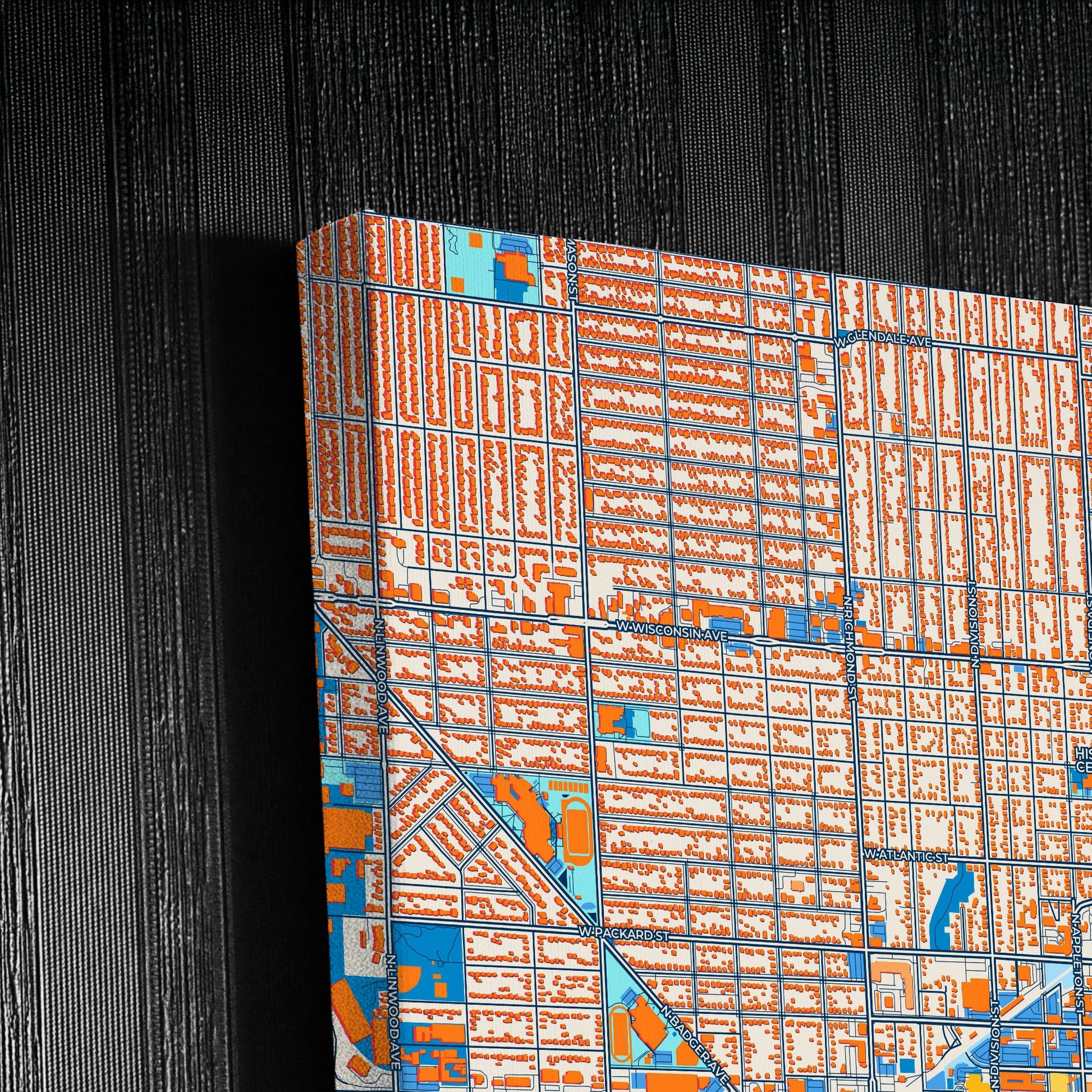 Appleton Wisconsin Colorful City Map Canvas Print Detail