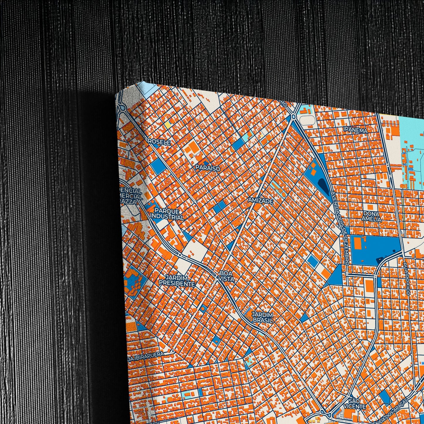 Aracatuba Brazil Colorful City Map Canvas Print Detail