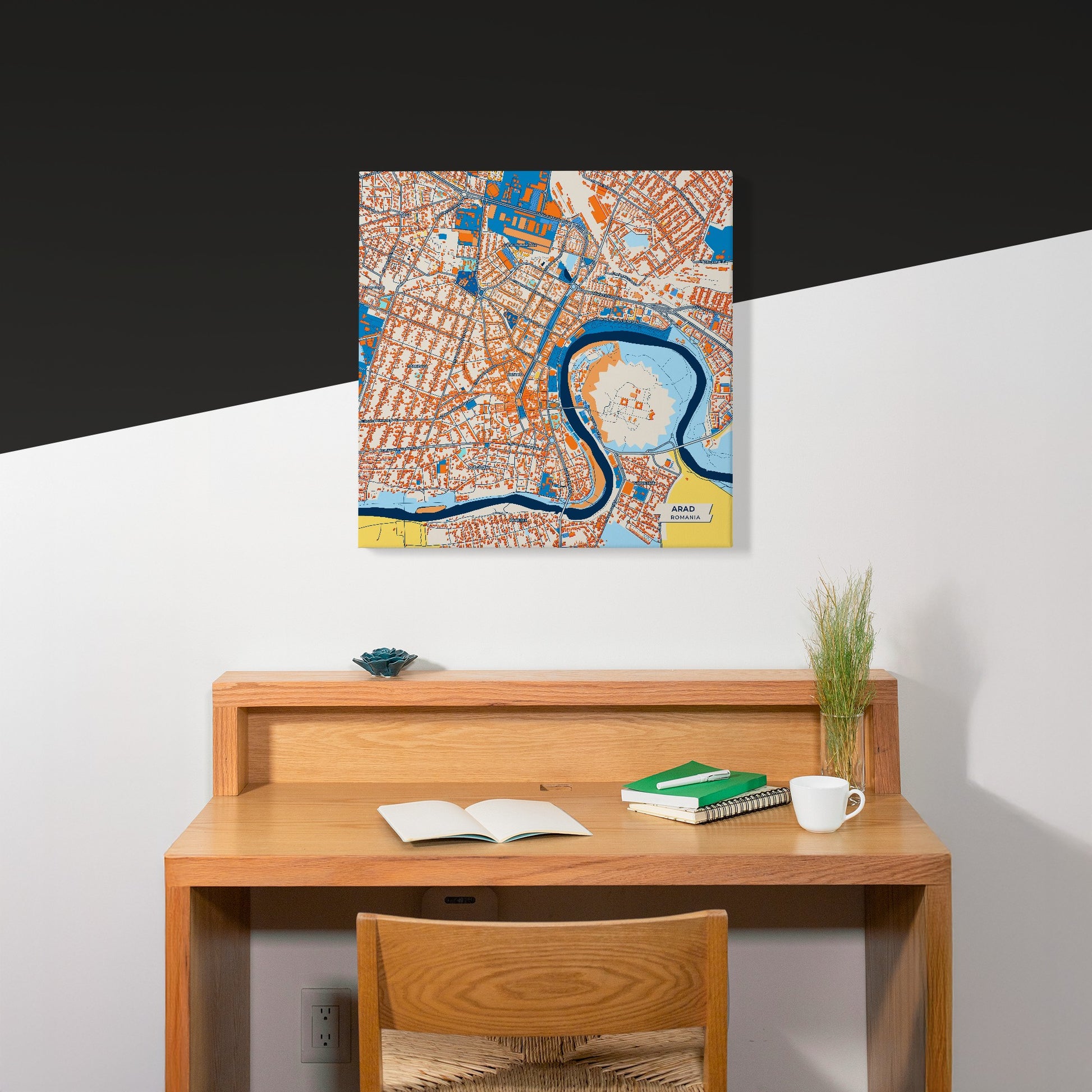Arad Romania Colorful City Map Canvas Print Scene