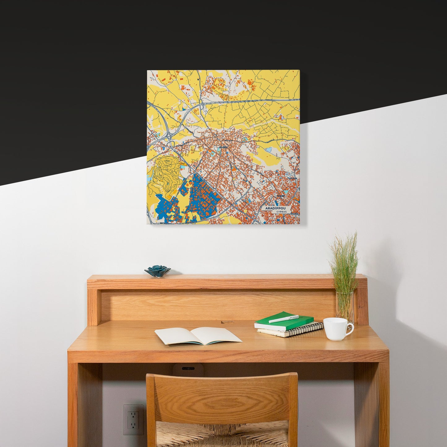 Aradíppou   Cyprus Colorful City Map Canvas Print Scene