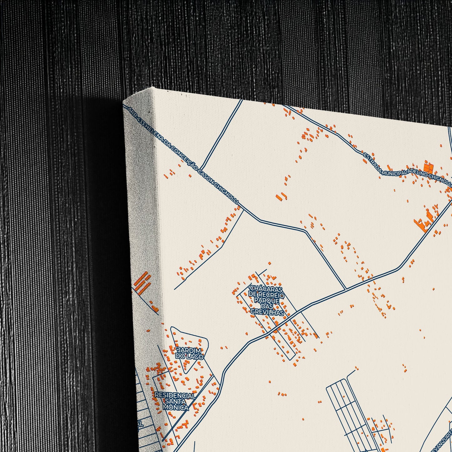 Araras Brazil Colorful City Map Canvas Print Detail