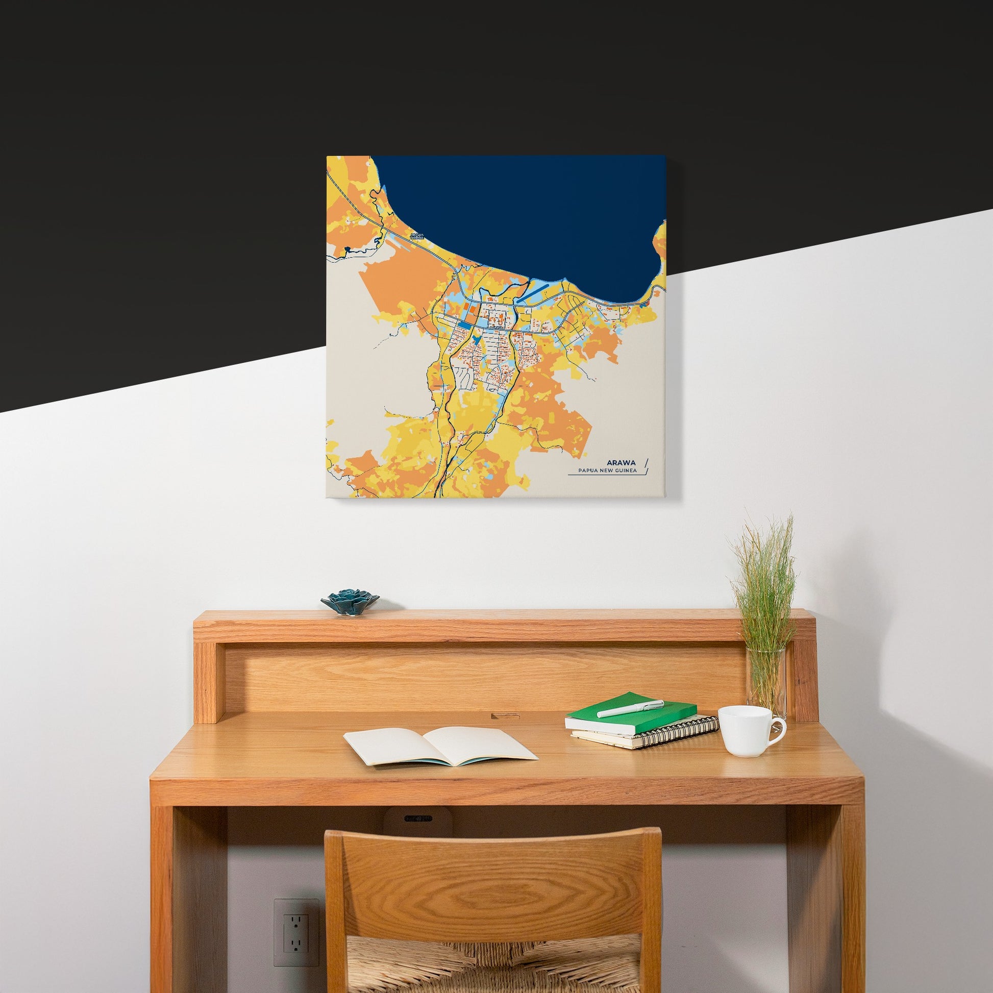 Arawa Papua New Guinea Colorful City Map Canvas Print Scene