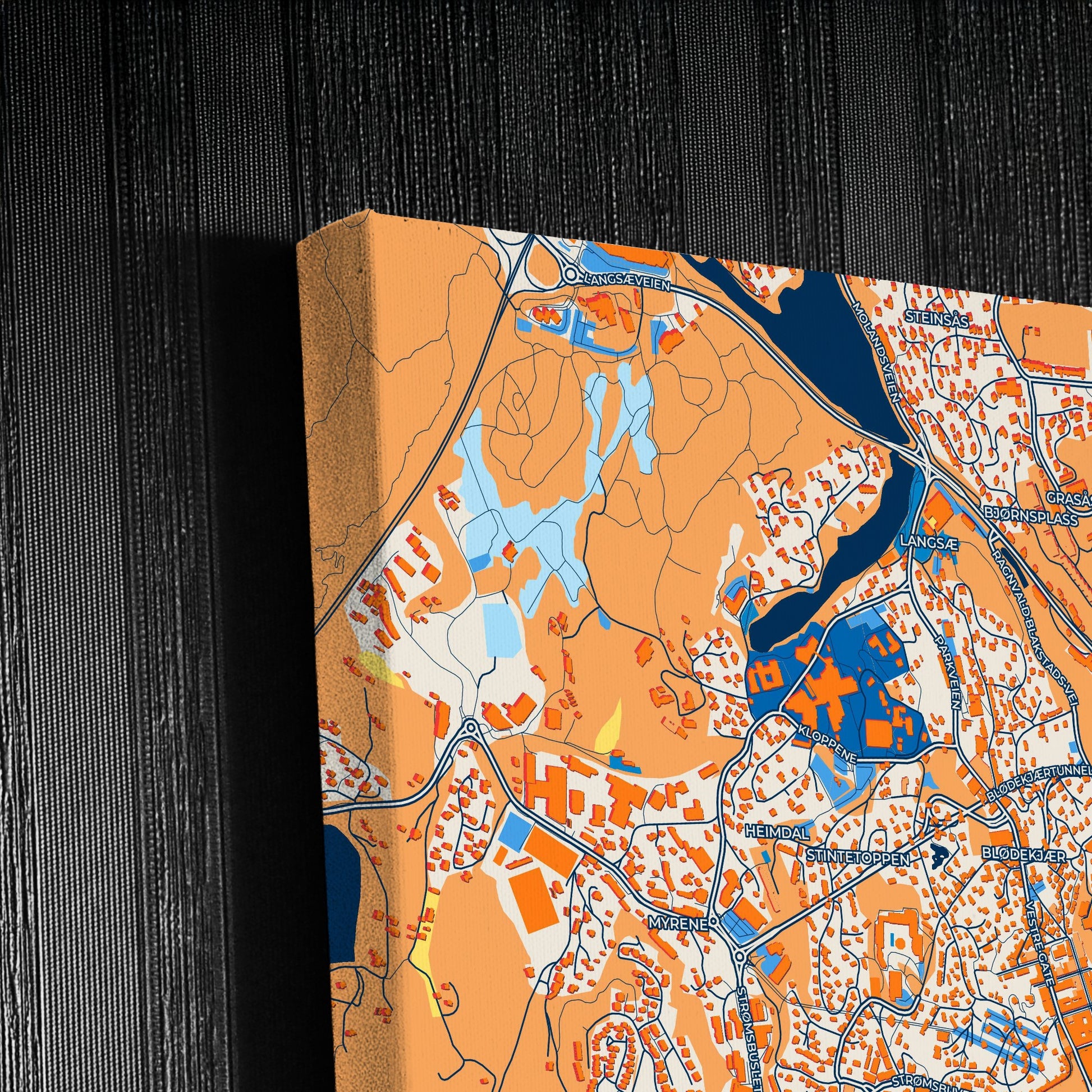 Arendal Norway Colorful City Map Canvas Print Detail