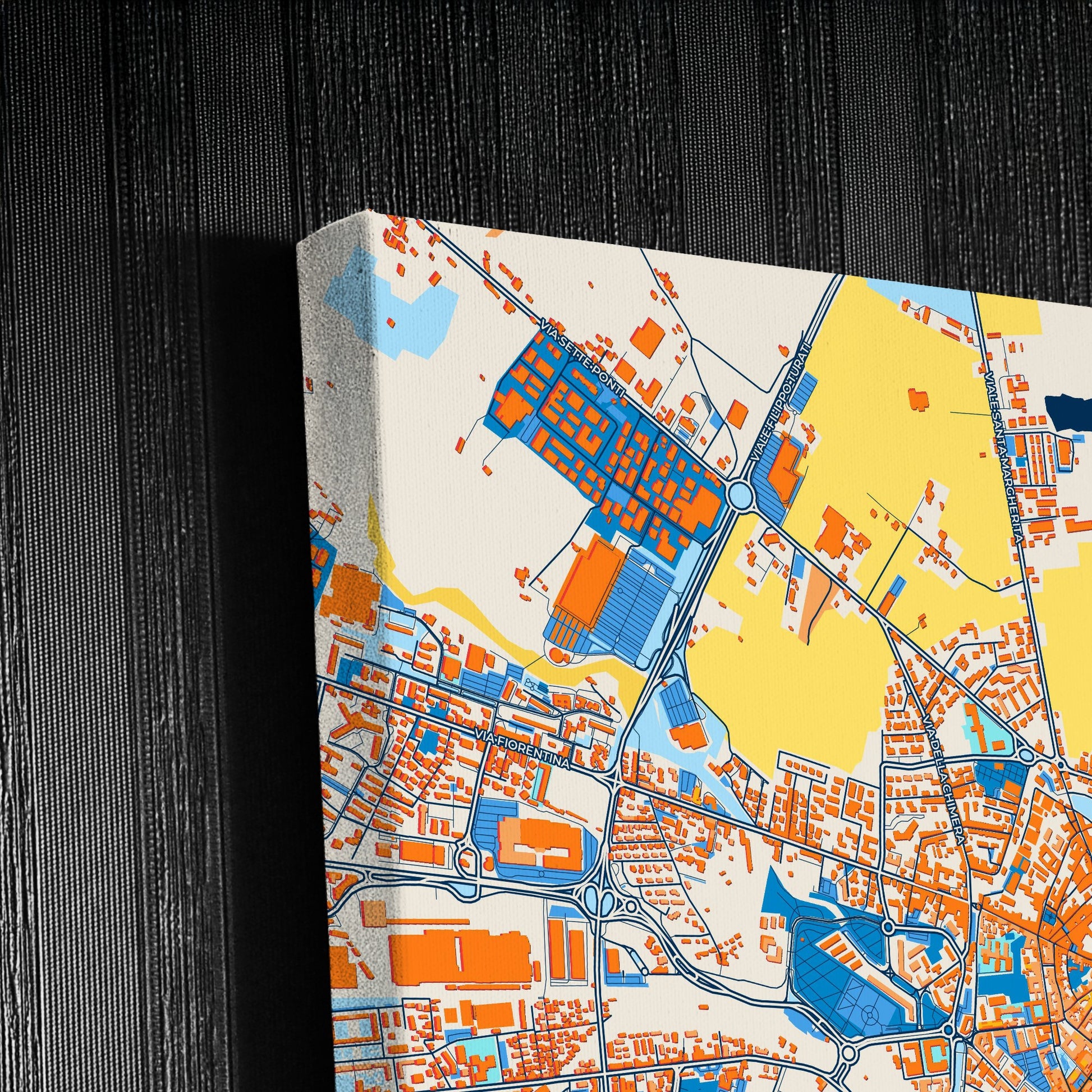 Arezzo Italy Colorful City Map Canvas Print Detail