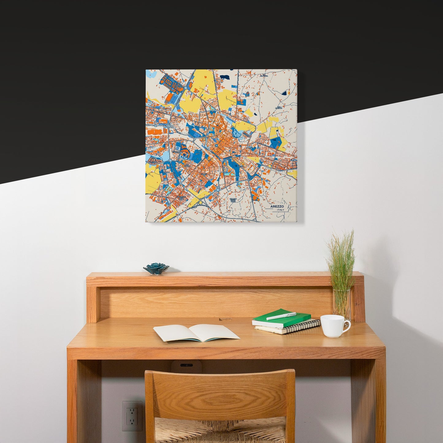 Arezzo Italy Colorful City Map Canvas Print Scene