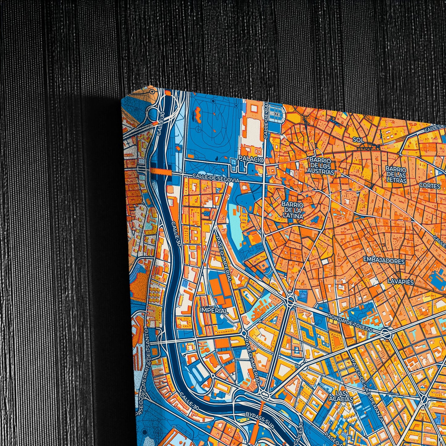 Arganzuela Spain Colorful City Map Canvas Print Detail