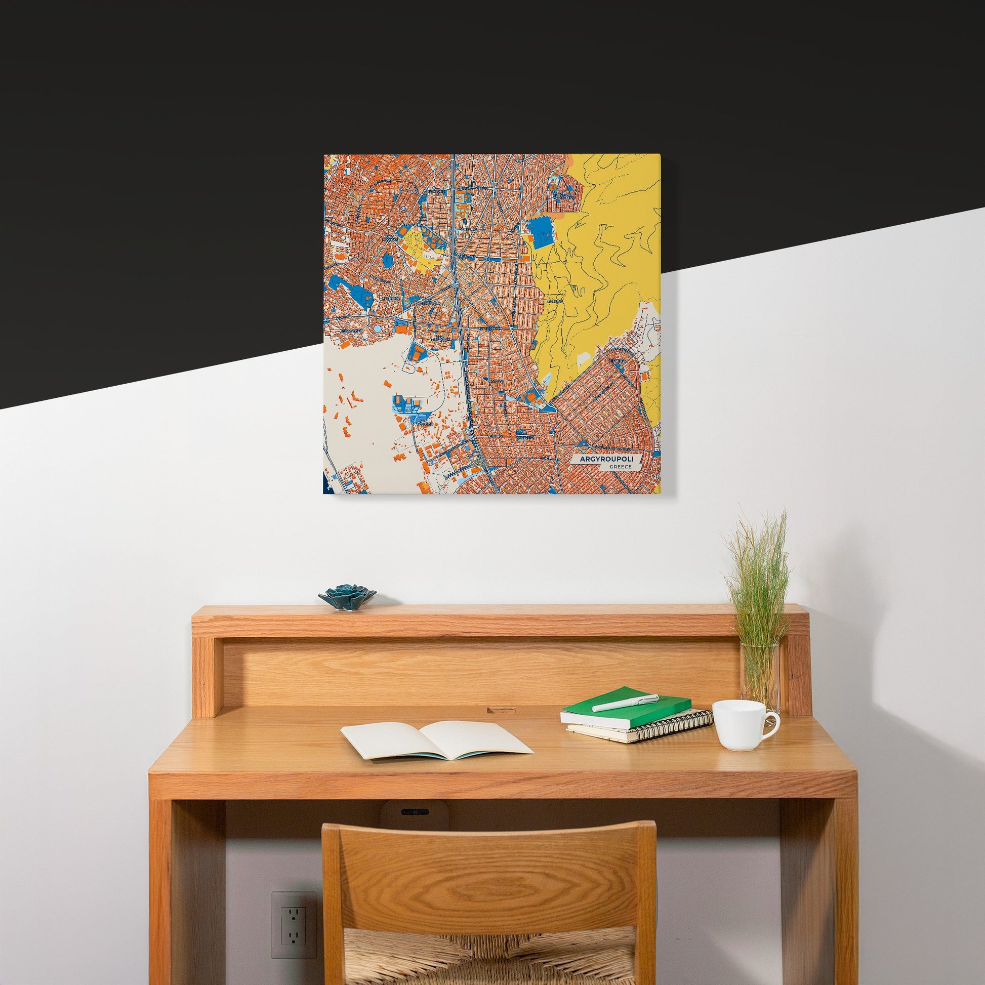 Αργυρουπολη Greece Colorful City Map Canvas Print Scene