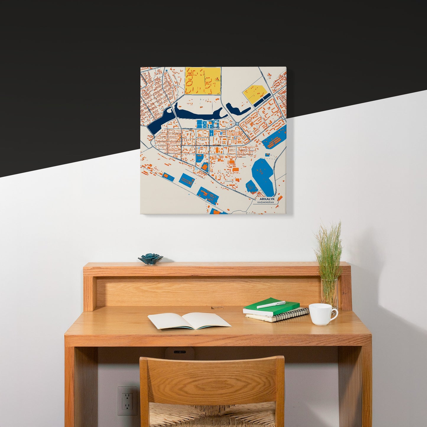 Arkalyk Kazakhstan Colorful City Map Canvas Print Scene